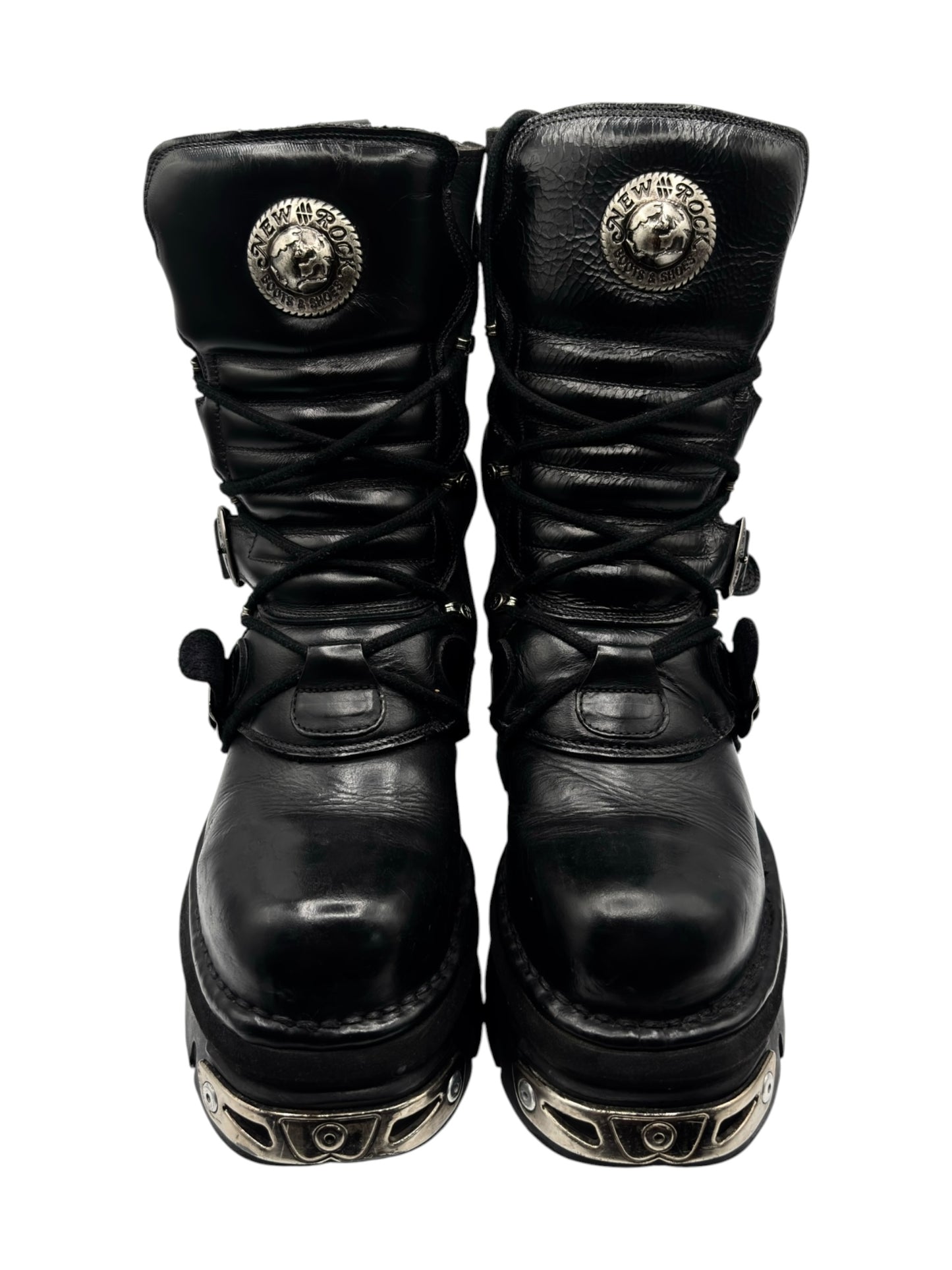 Vintage New Rock reactor mid-calf leather boots