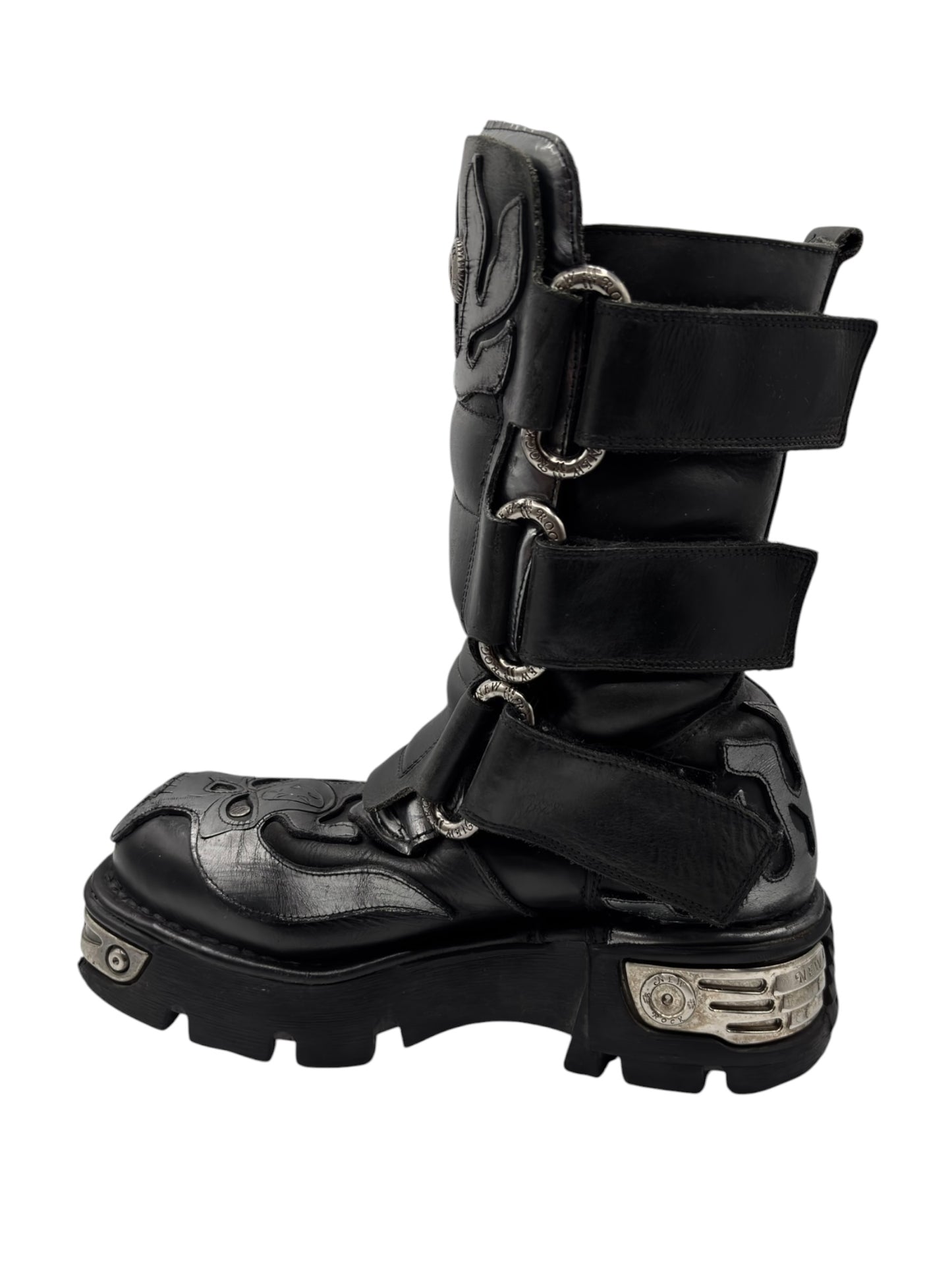 Vintage New Rock mid-calf grey demon reactor leather boots