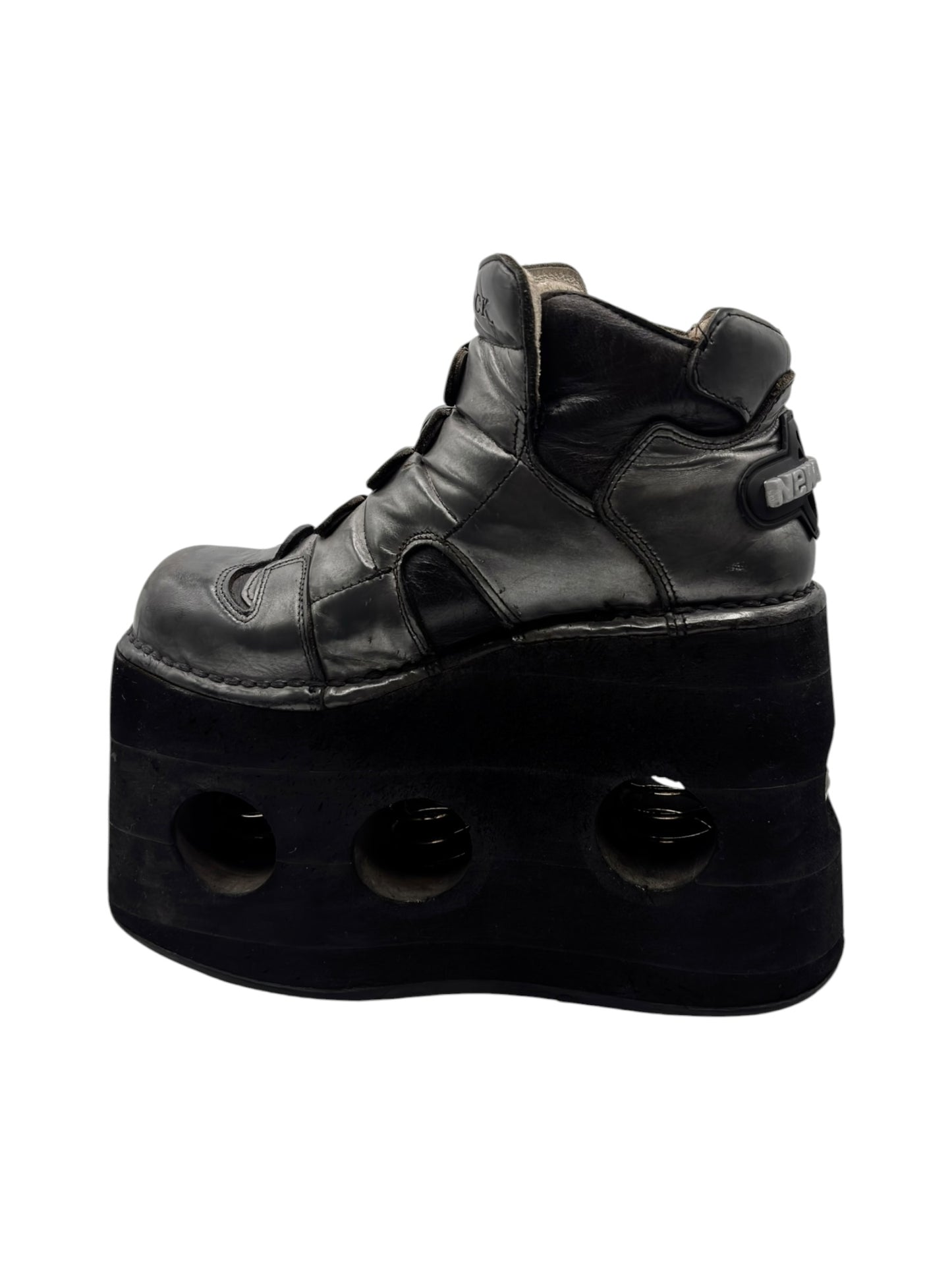Vintage New Rock grey jupiter platform lace-up leather platform boots