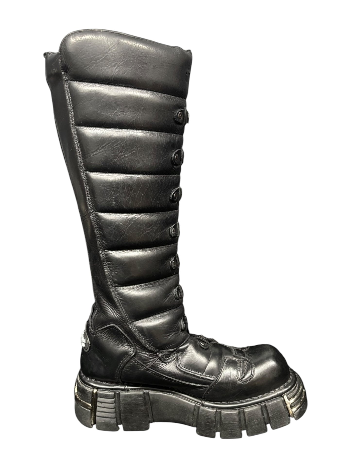 Vintage New Rock lace up leather boots size 44