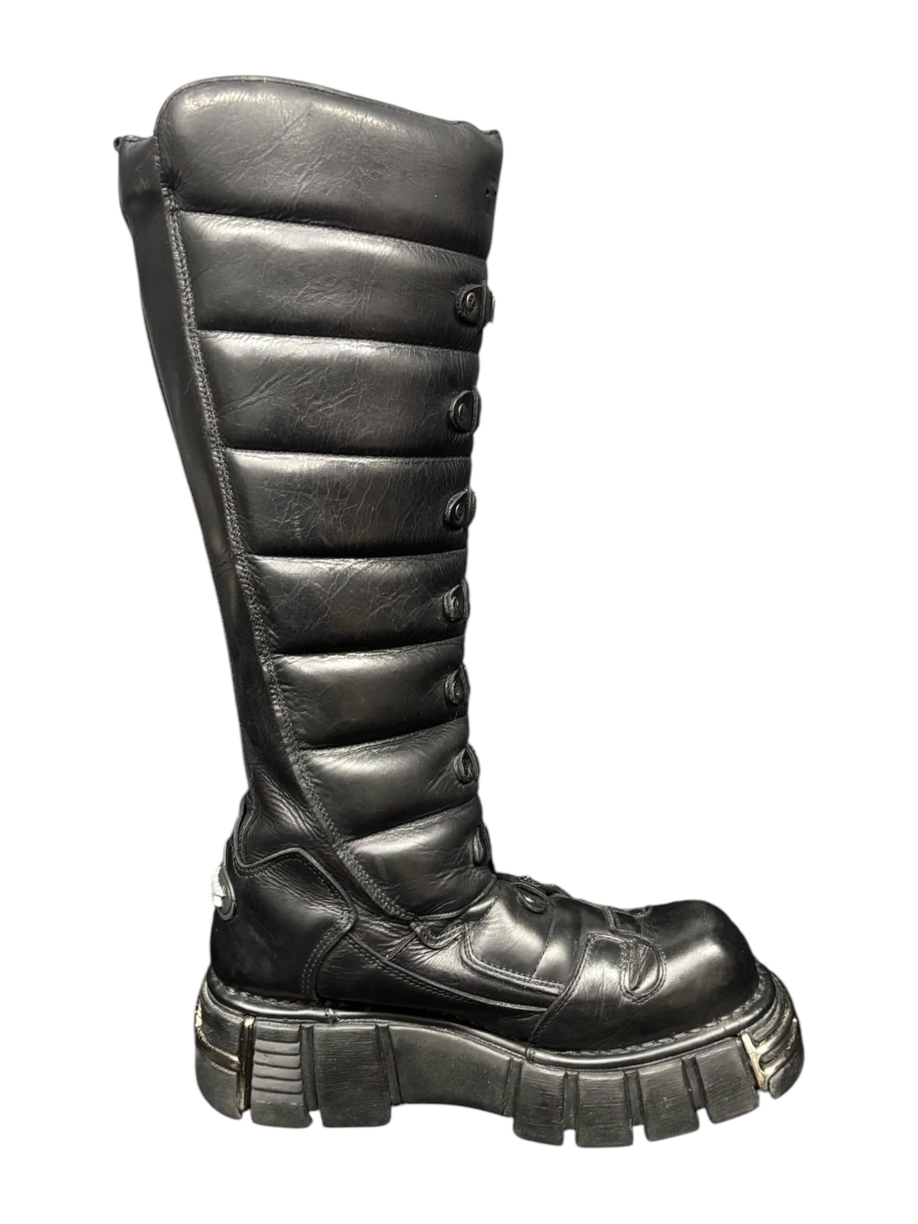 Vintage New Rock lace up leather boots size 44