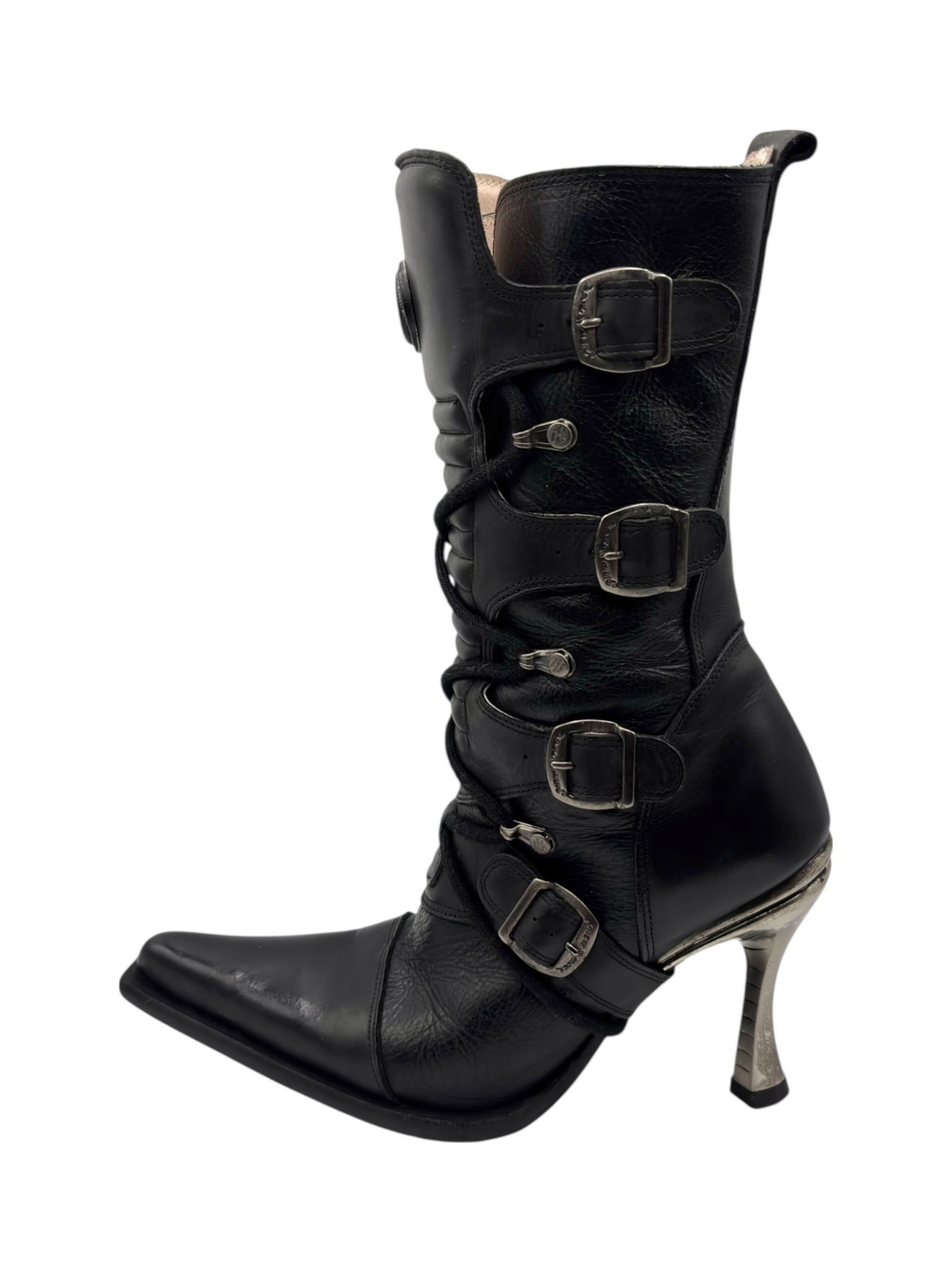 Vintage New Rock biker heels size 38