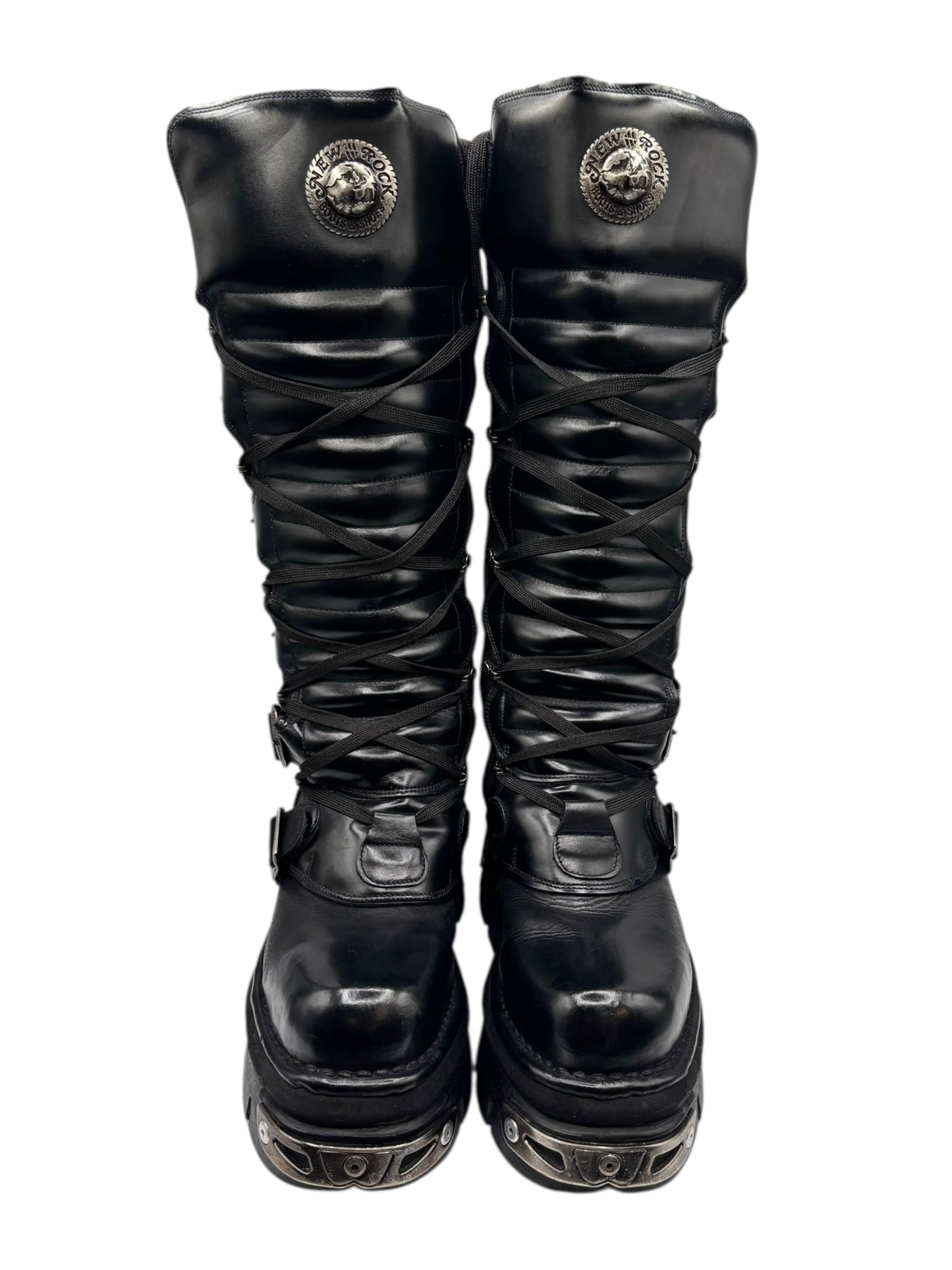 Vintage New Rock knee high reactor leather boots size 39