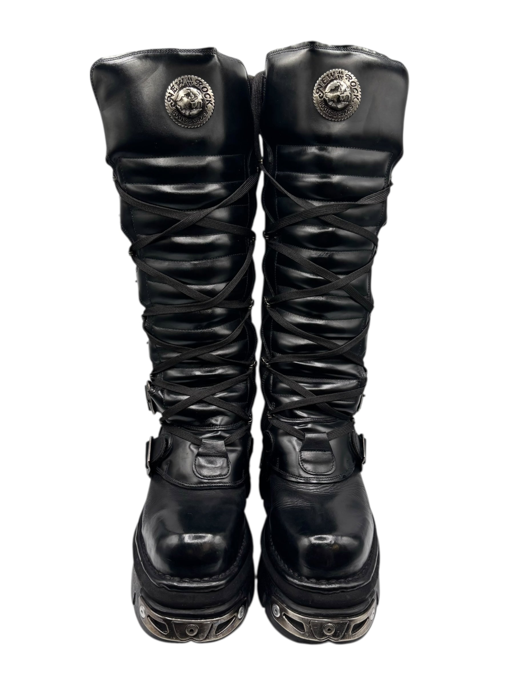 Vintage New Rock knee high reactor leather boots size 39