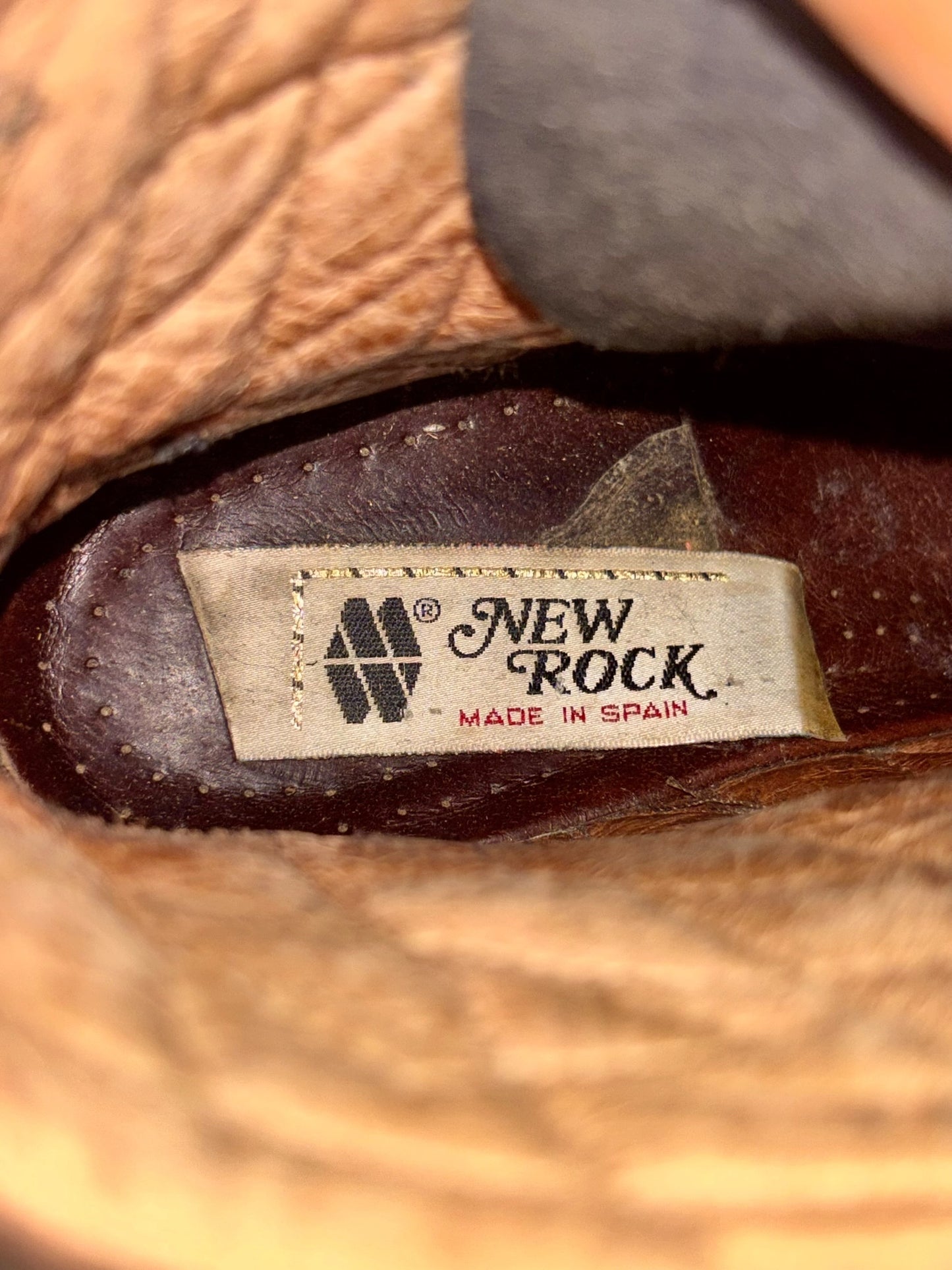 Vintage New Rock raised heel leather buckle boots