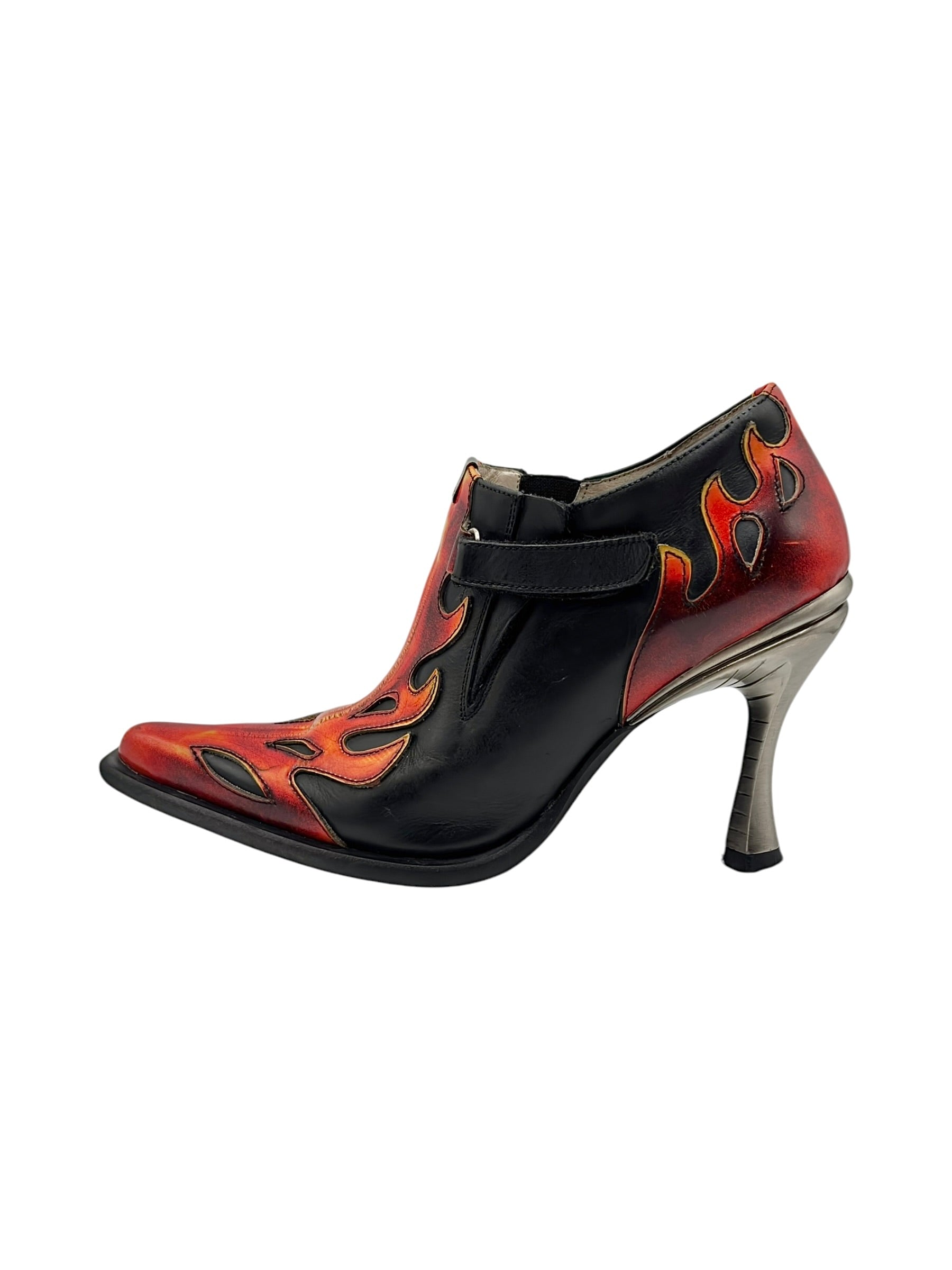 Vintage New Rock leather flame heels size 37