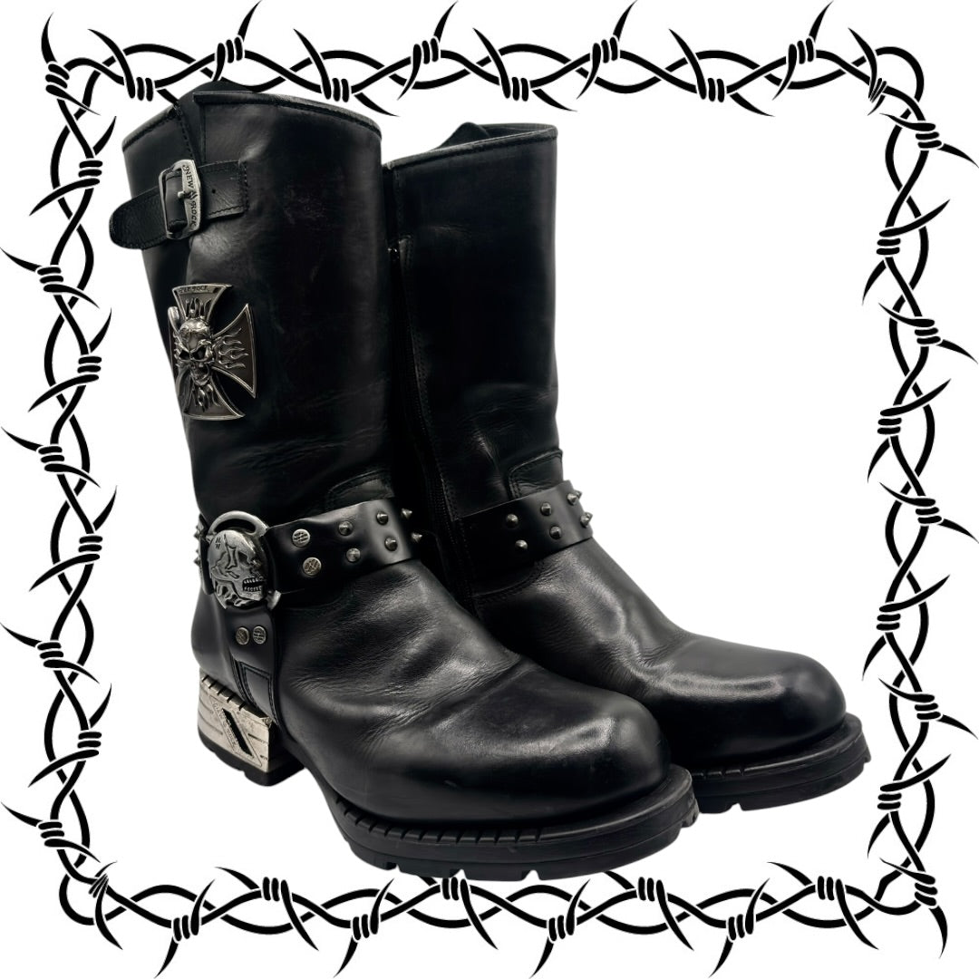 Vintage New Rock leather biker boots