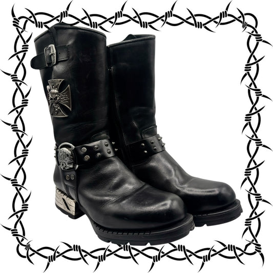 Vintage New Rock leather biker boots