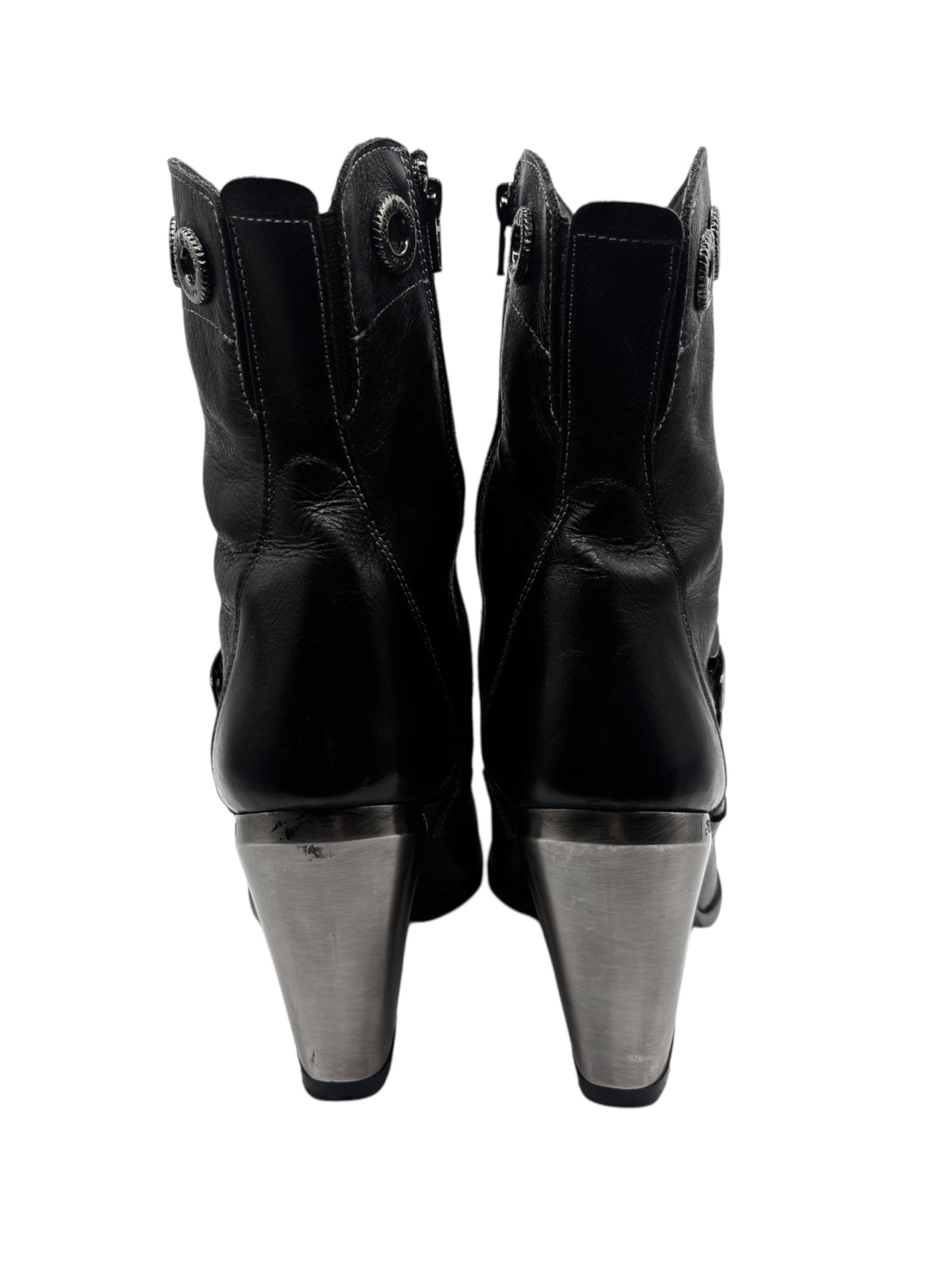 Vintage New Rock leather witch heels size 40
