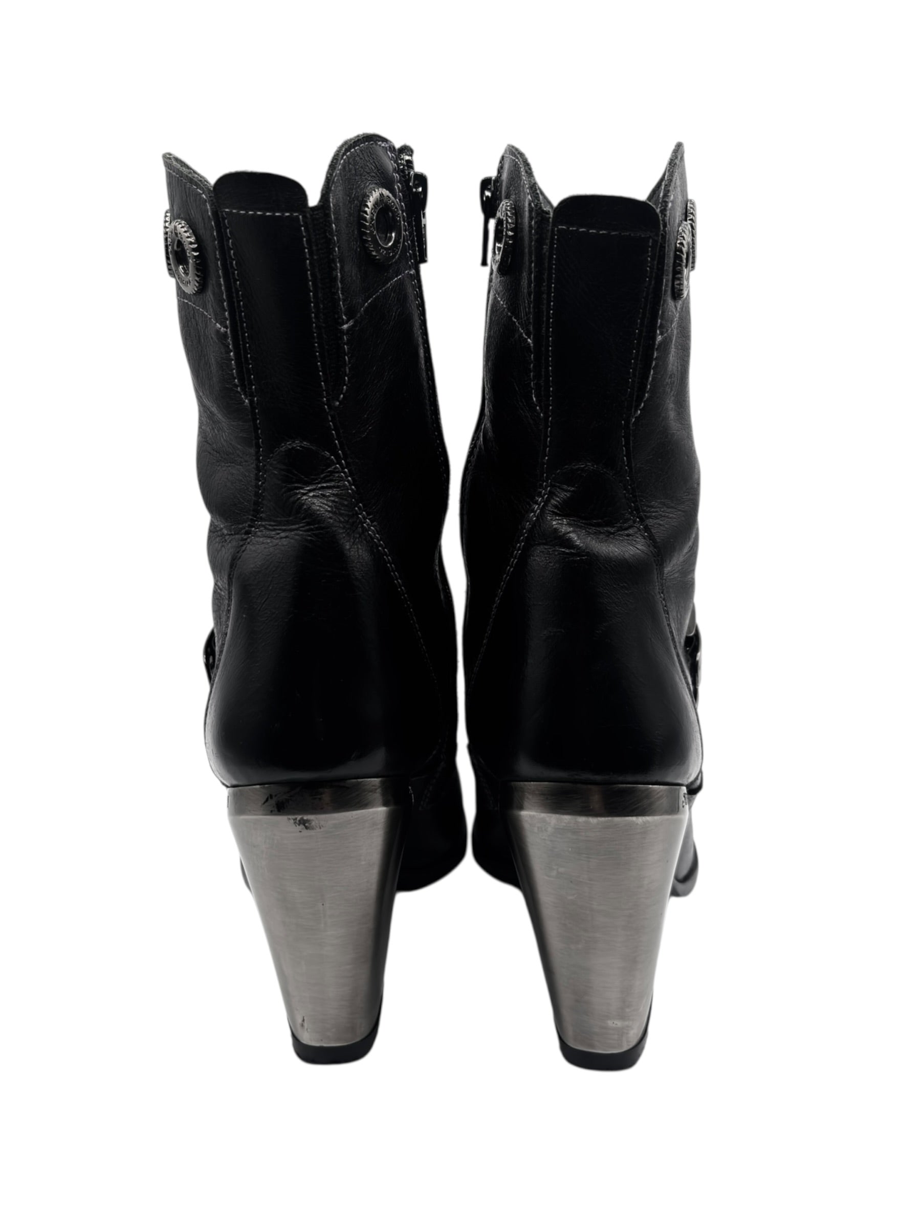 Vintage New Rock leather witch heels size 40