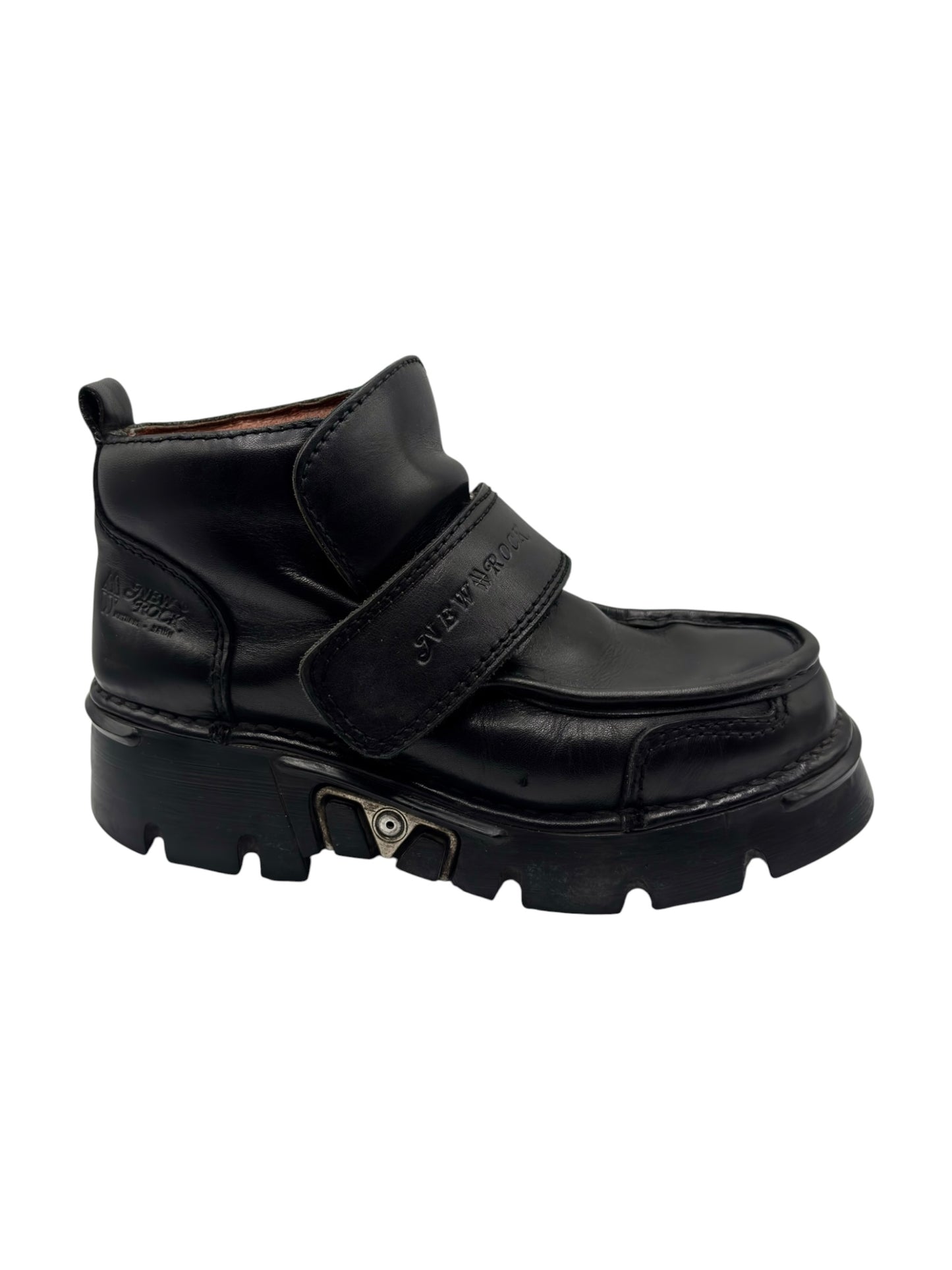 Vintage New Rock leather velcro strap platform boots