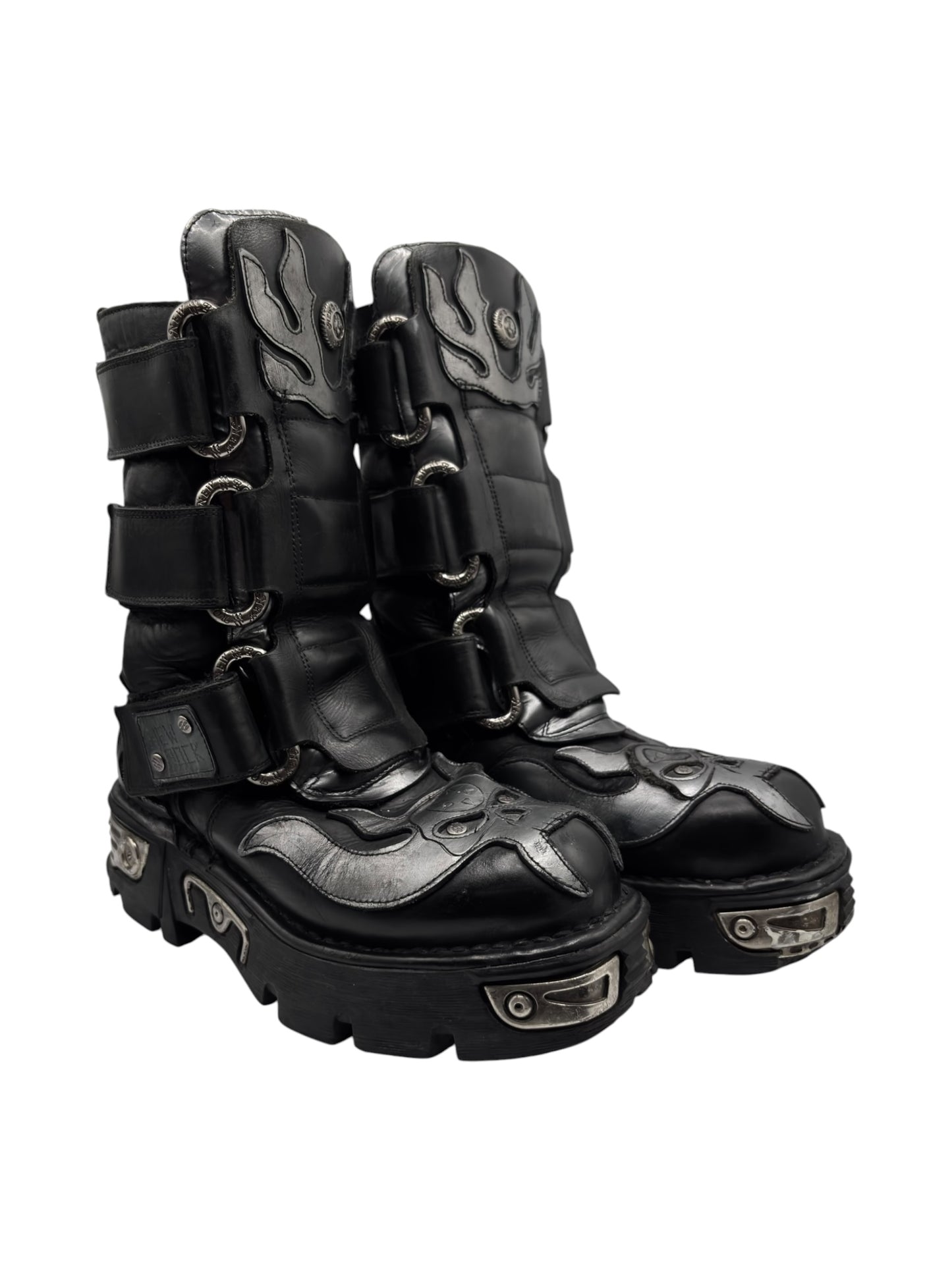 Vintage New Rock mid-calf grey demon reactor leather boots