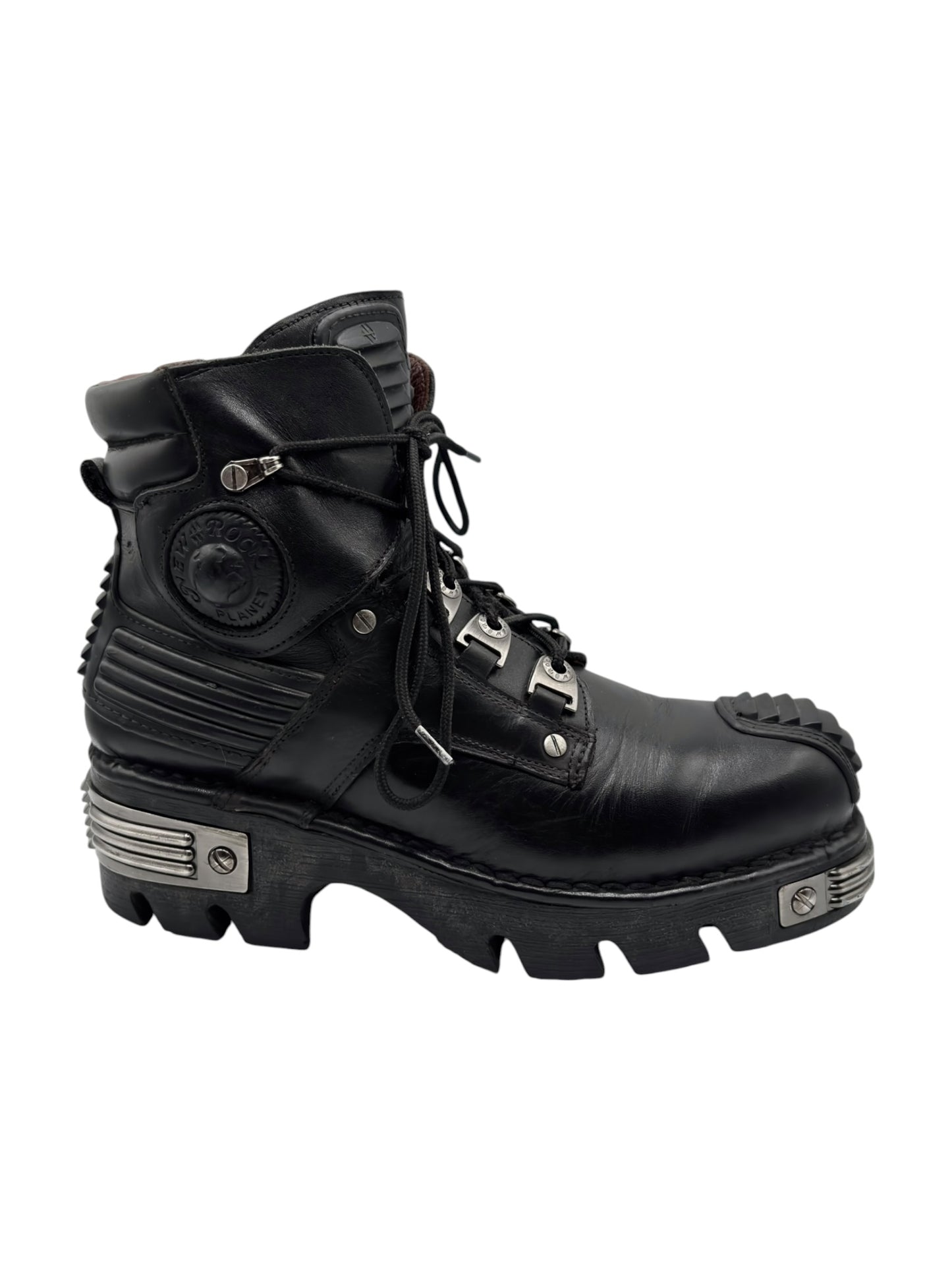 Vintage New Rock lace-up reactor leather platform boots