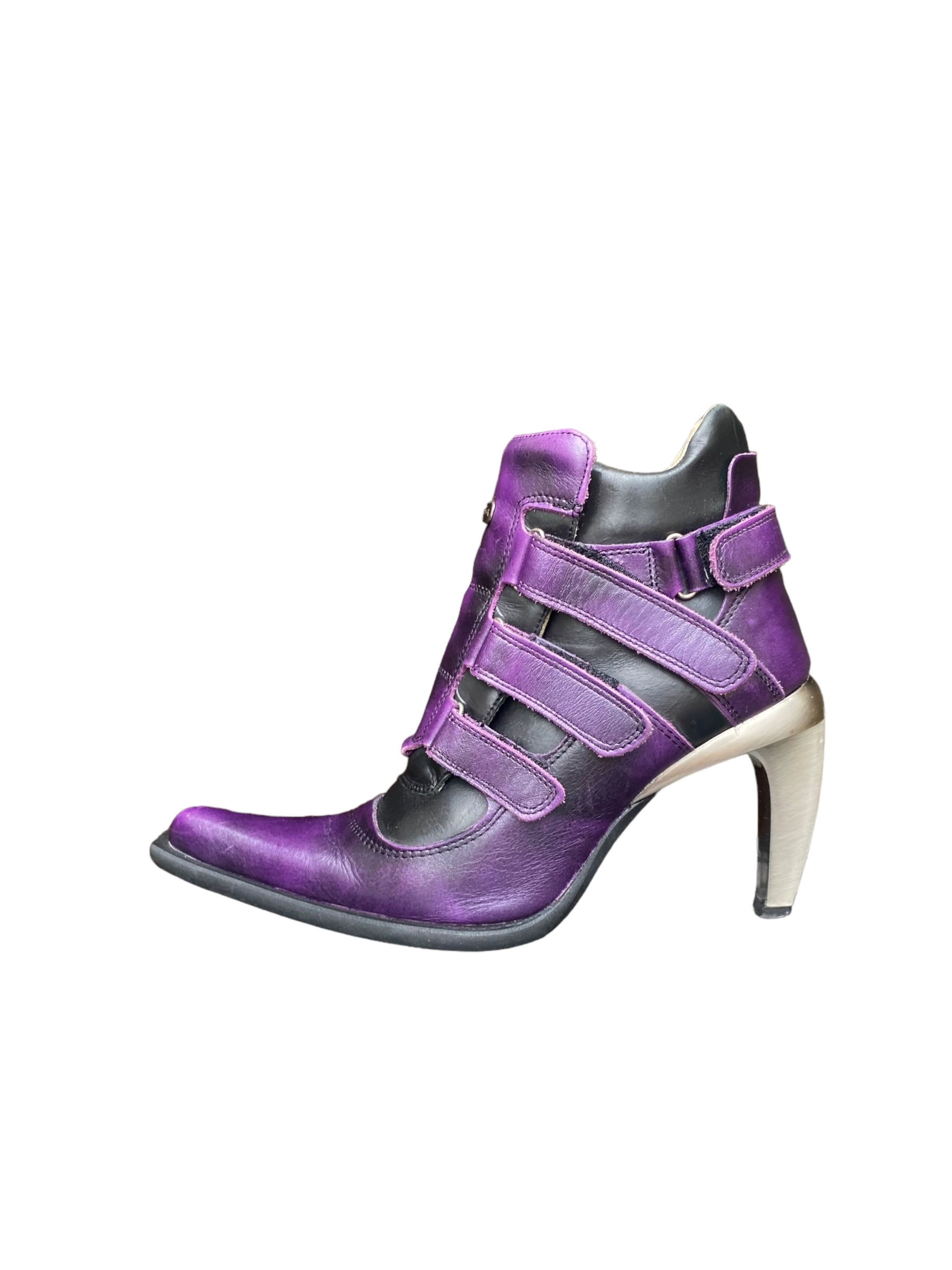 Rare vintage New Rock leather purple heels size 37