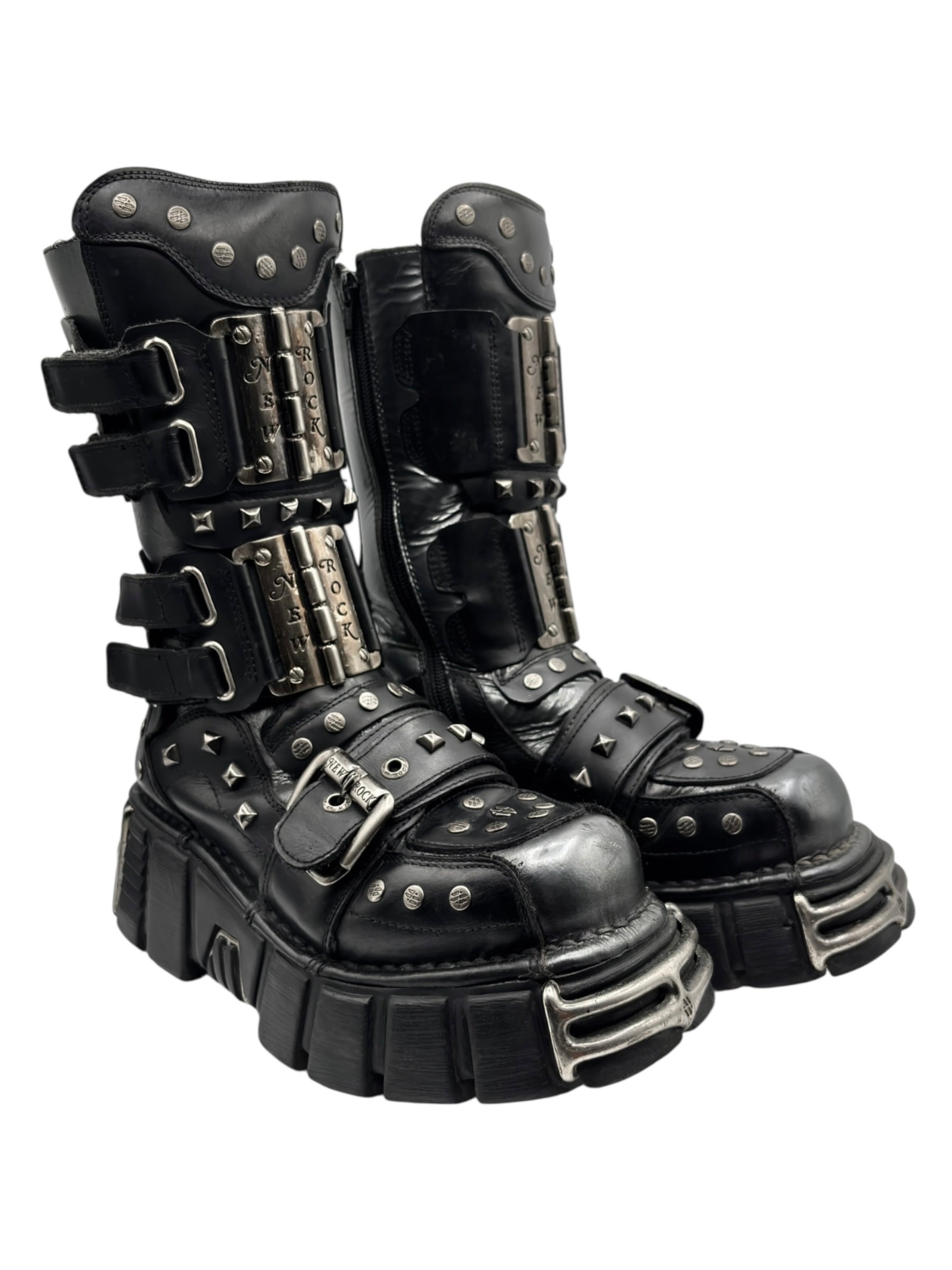 Vintage New Rock studded mid-calf platform boots size 39