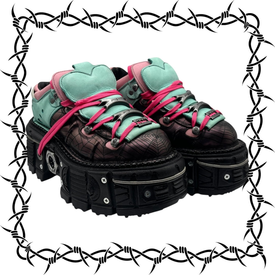 Limited edition New Rock cyan/pink platform boots size 39