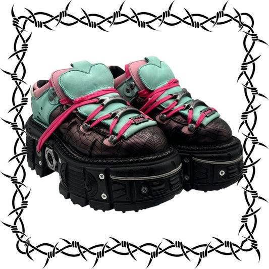 Limited edition New Rock cyan/pink platform boots size 39