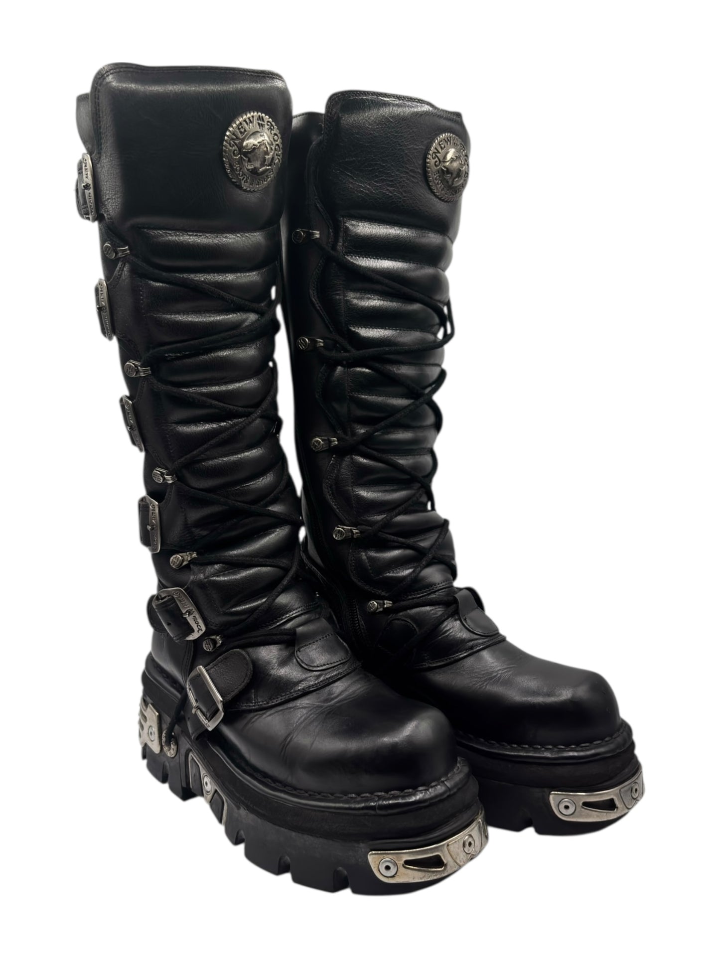 Vintage New Rock knee high reactor leather boots size 38
