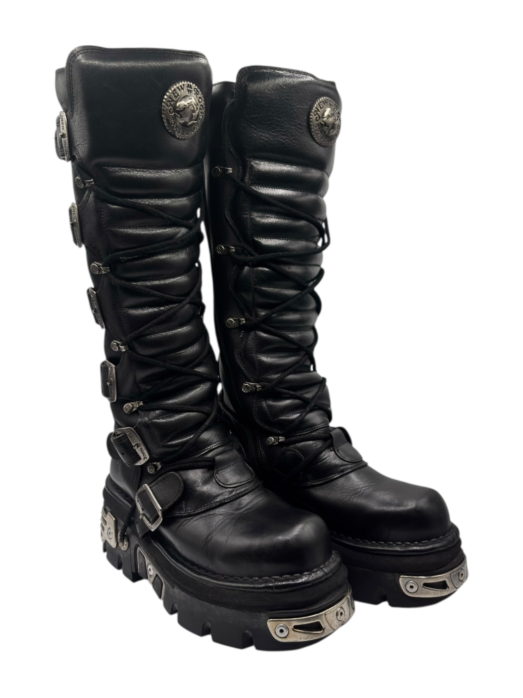 Vintage New Rock knee high reactor leather boots size 38