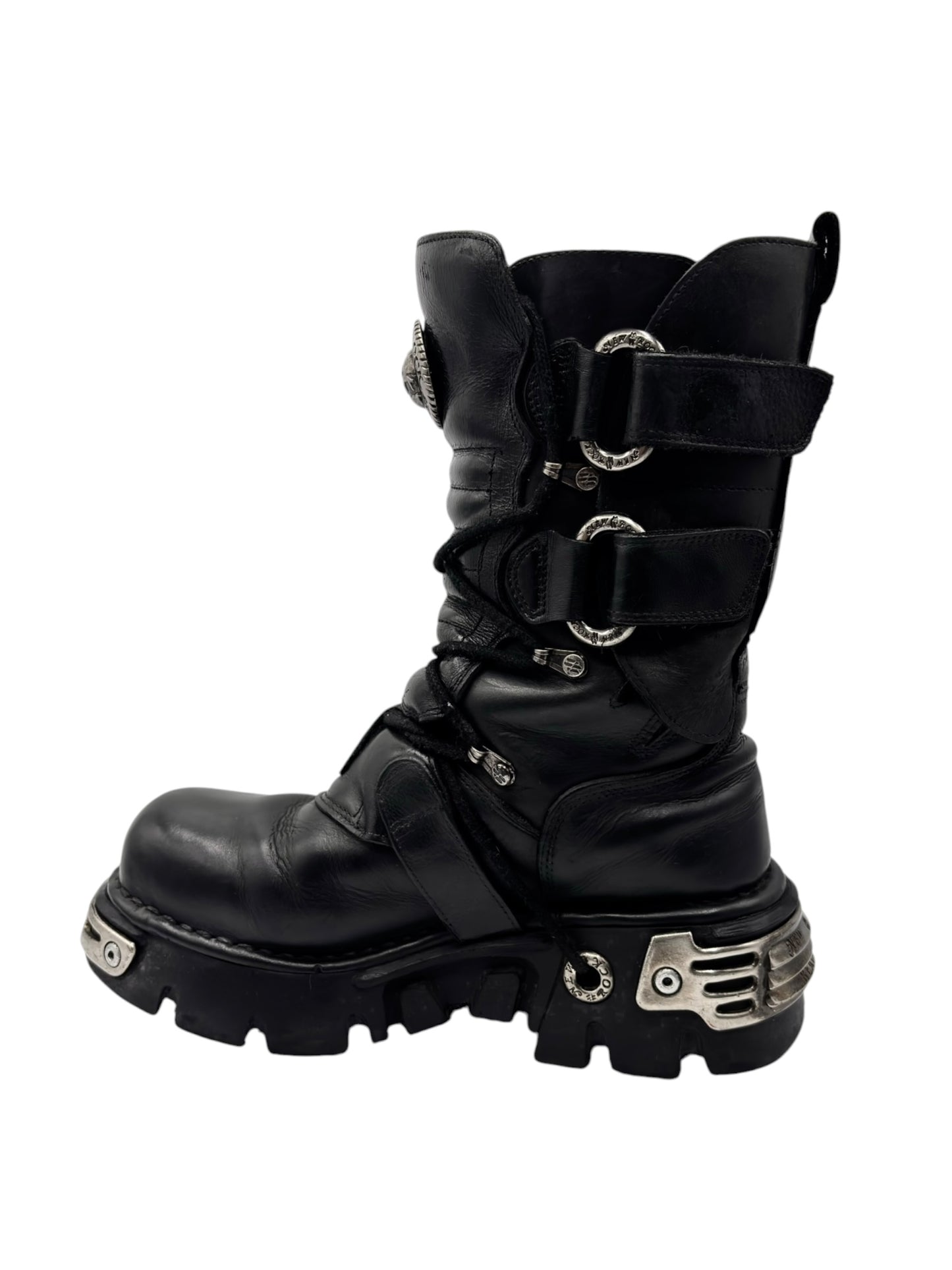 Vintage New Rock reactor mid-calf leather boots