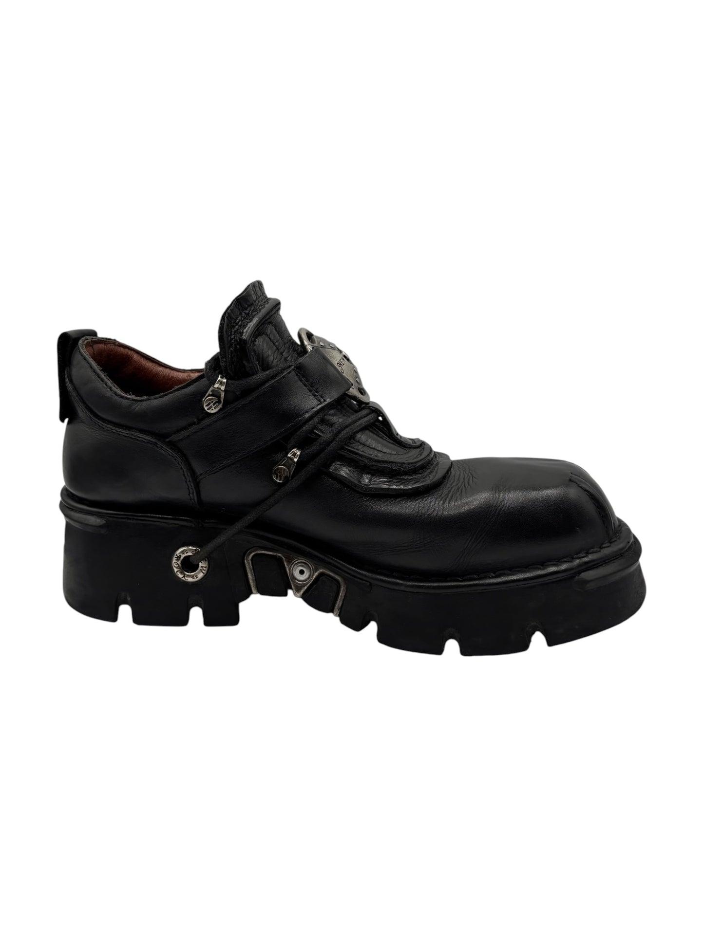 Vintage New Rock atom black leather platform boots