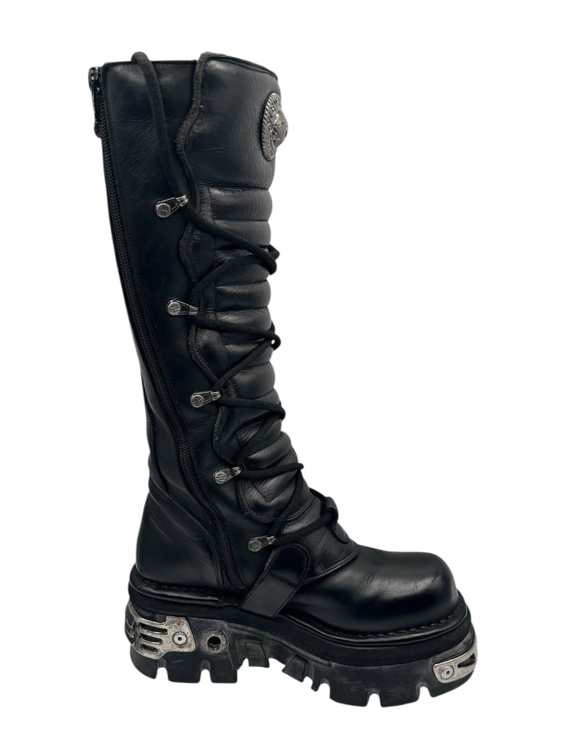 Vintage New Rock knee high reactor leather boots size 36