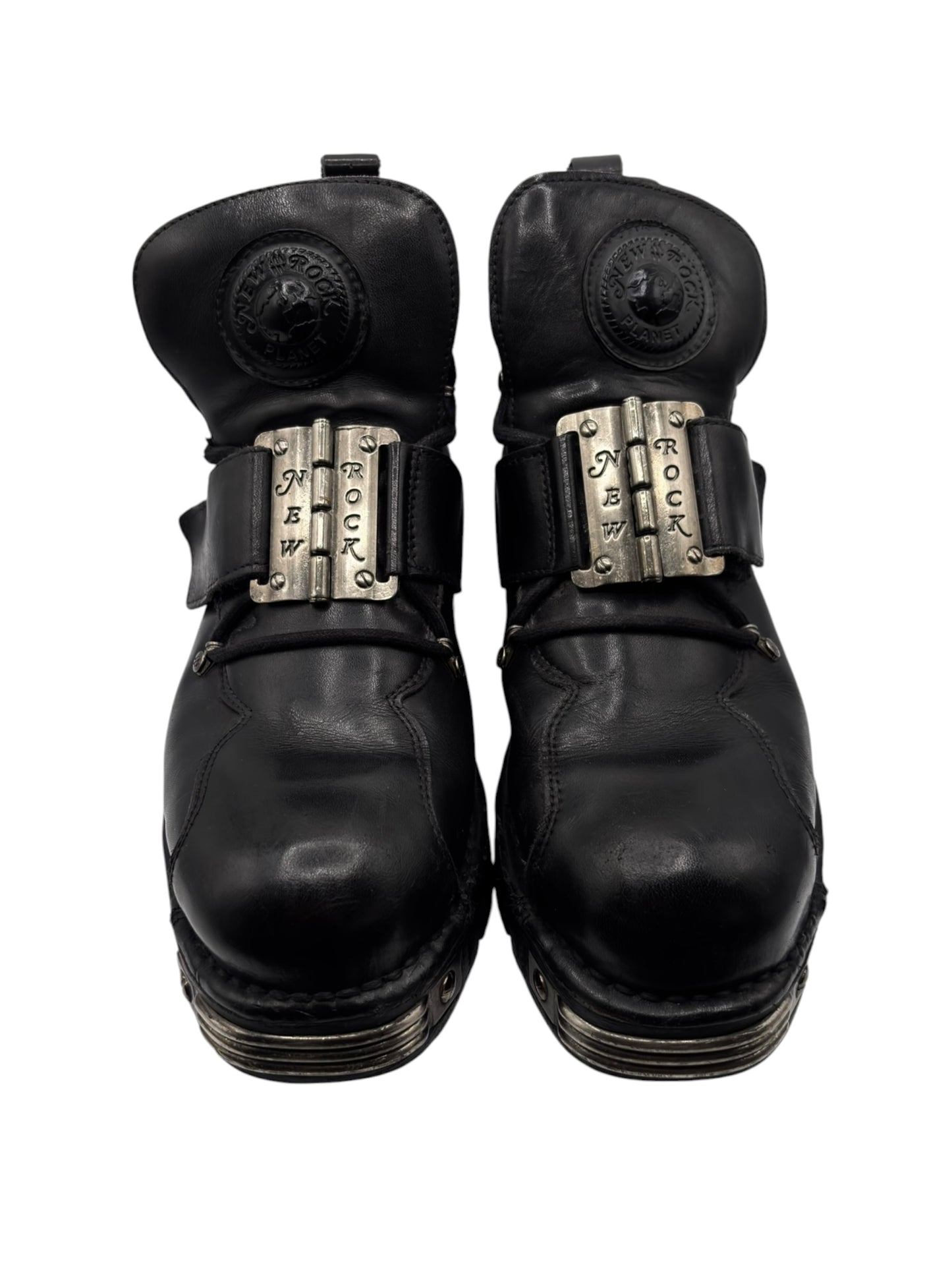 Vintage New Rock metal plate leather platform boots