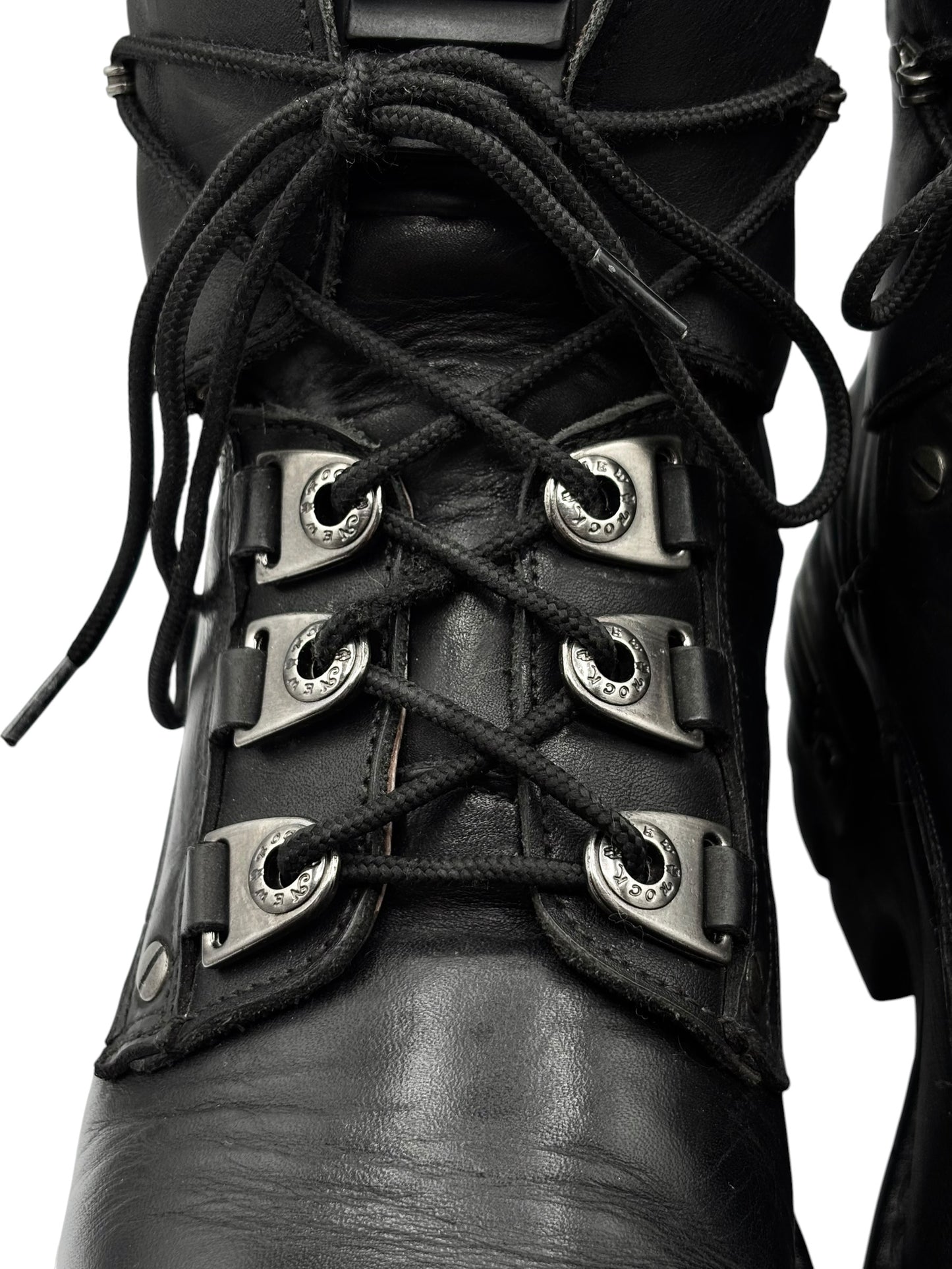 Vintage New Rock lace-up reactor leather platform boots