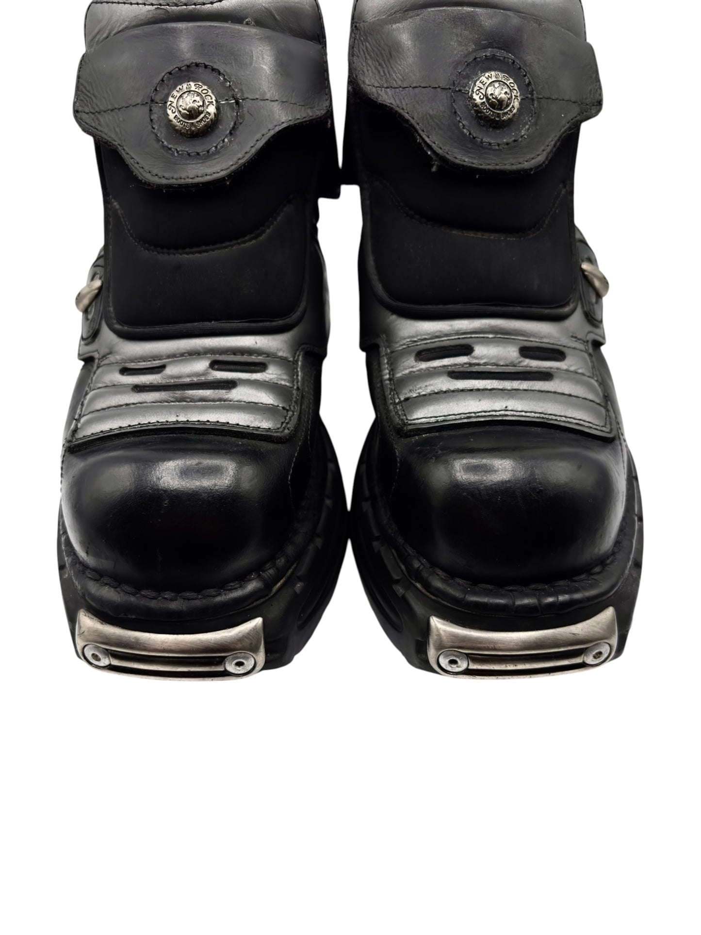 Vintage New Rock atom black leather platform boots