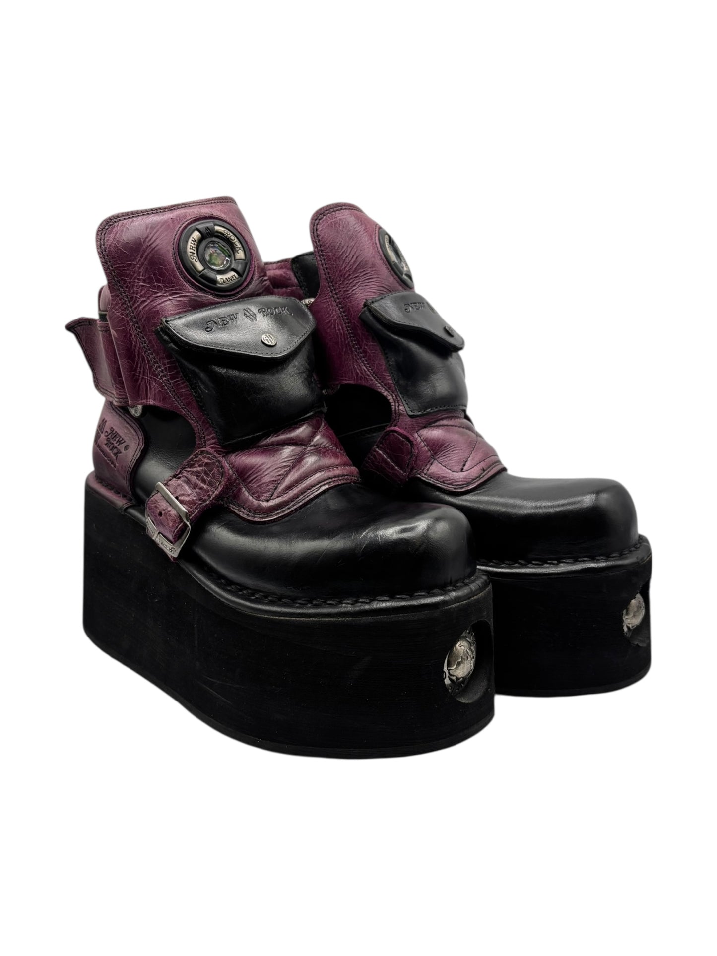 Vintage 90s New Rock neptuno pouch platform boots size 40