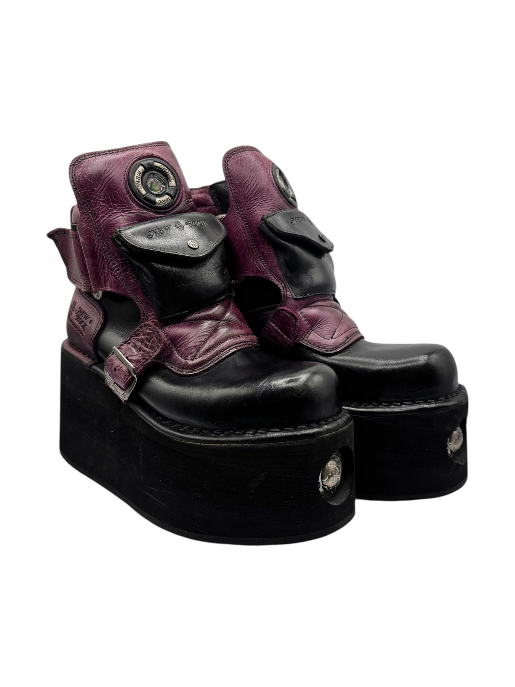 Vintage 90s New Rock neptuno pouch platform boots size 40