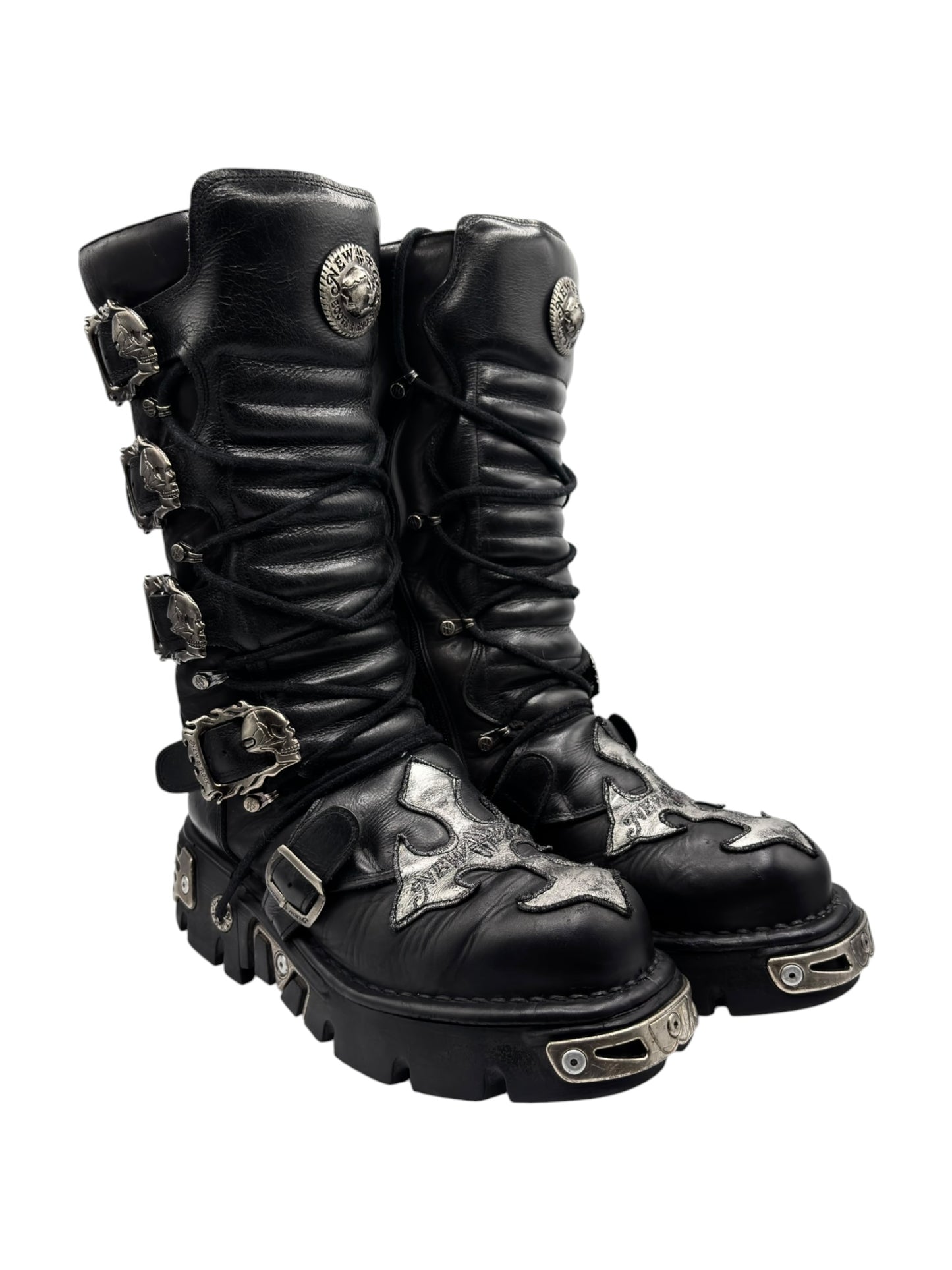 Vintage New Rock knee high cross reactor leather boots
