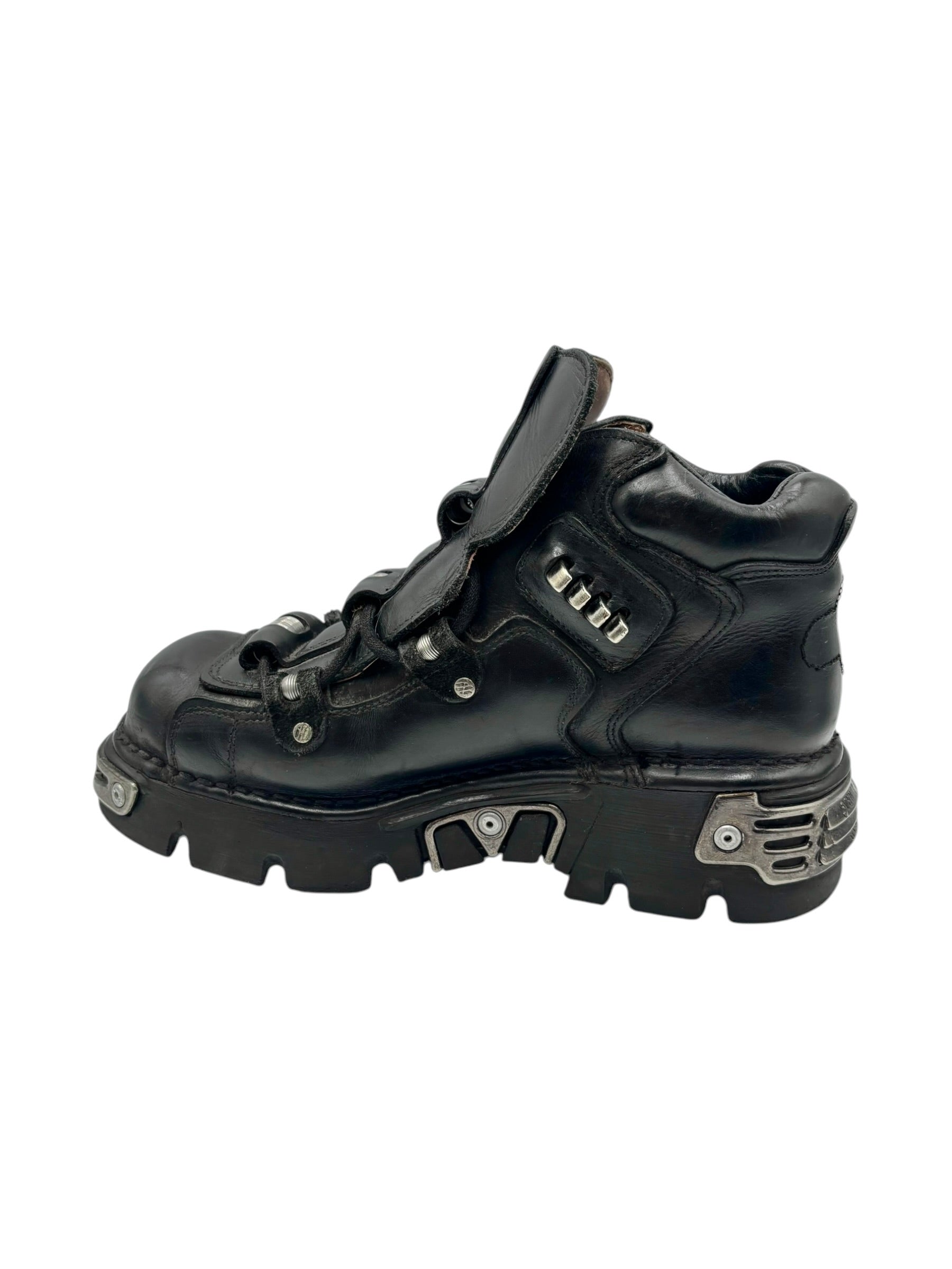 Vintage New Rock techno leather platform boots size 43