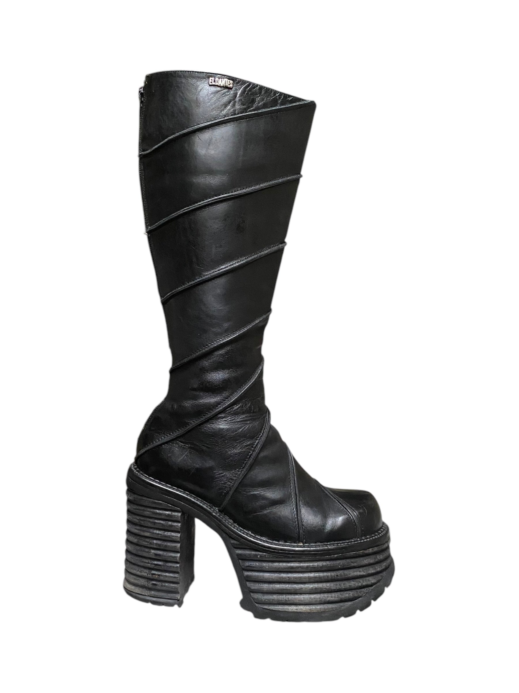 Vintage El Dantes block platform leather boots size 37