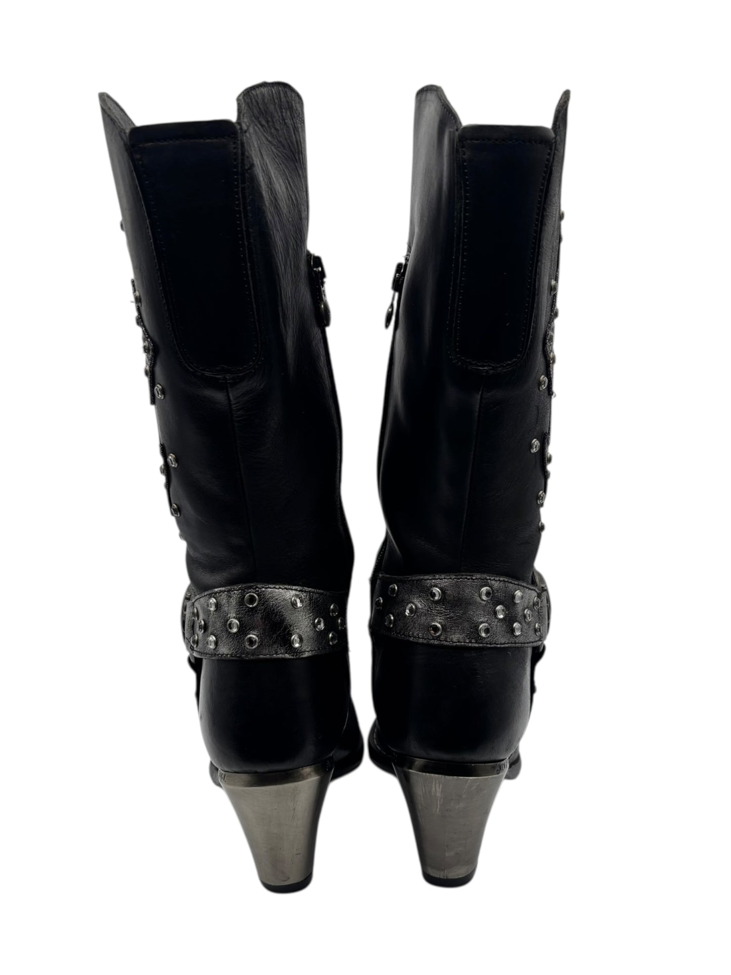 Vintage New Rock grey flame biker heels size 42