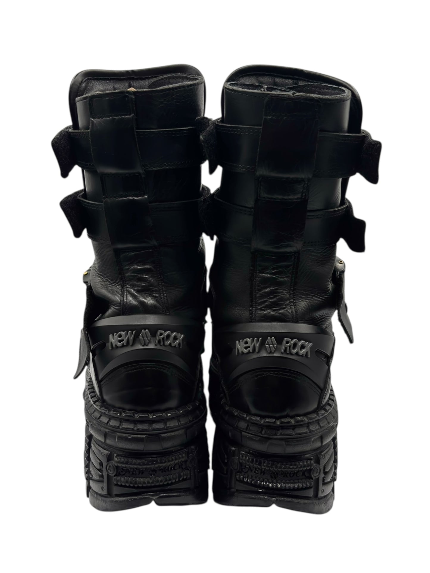 Vintage New Rock gamer leather platform boots size 43