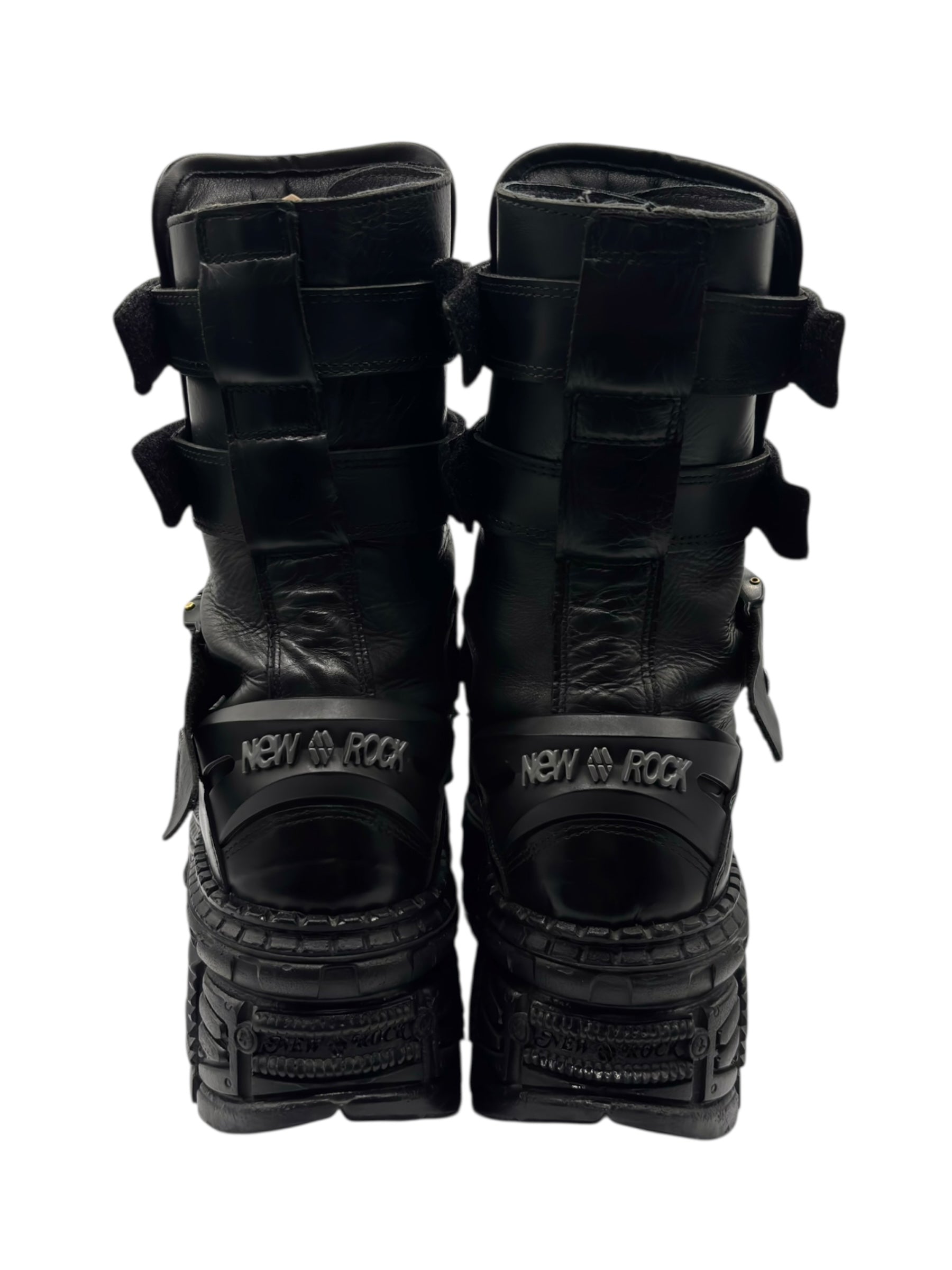 Vintage New Rock gamer leather platform boots size 43