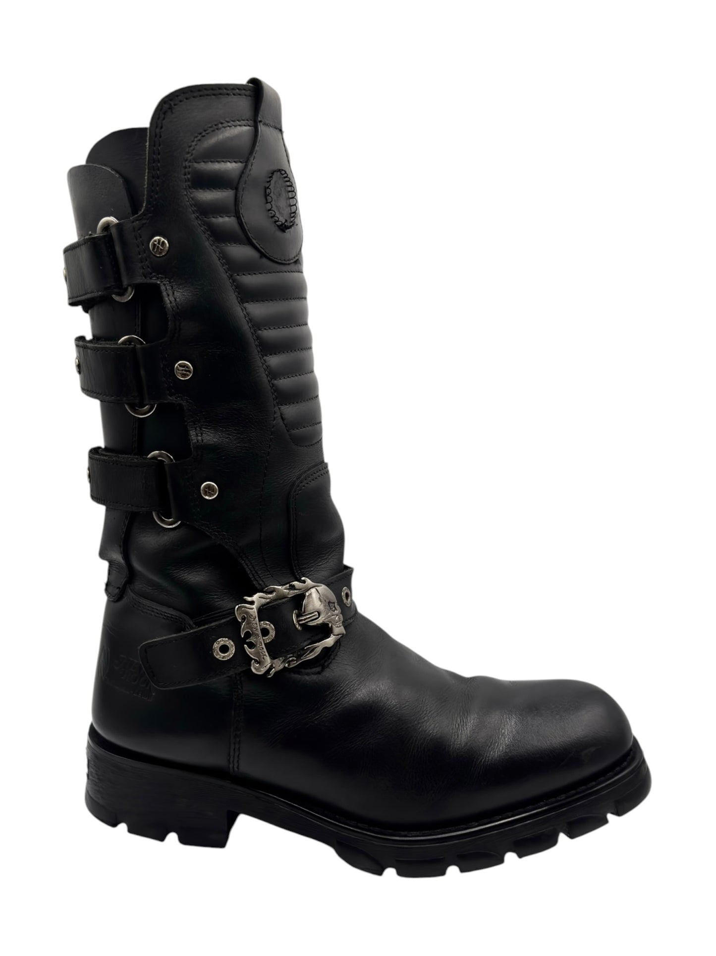 Vintage New Rock mid-calf leather biker boots