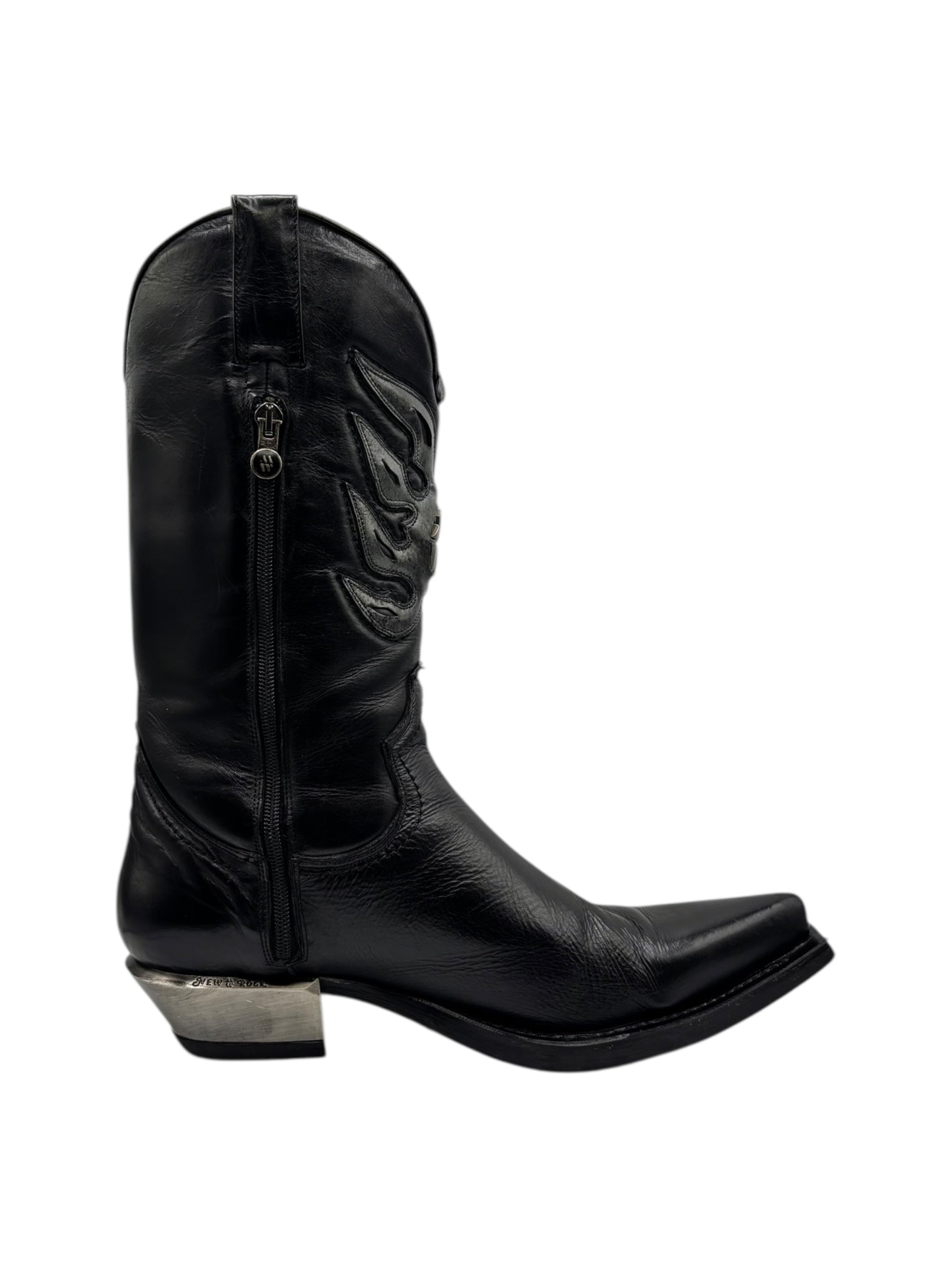 Beautiful vintage New Rock black leather cowboy boots size 44