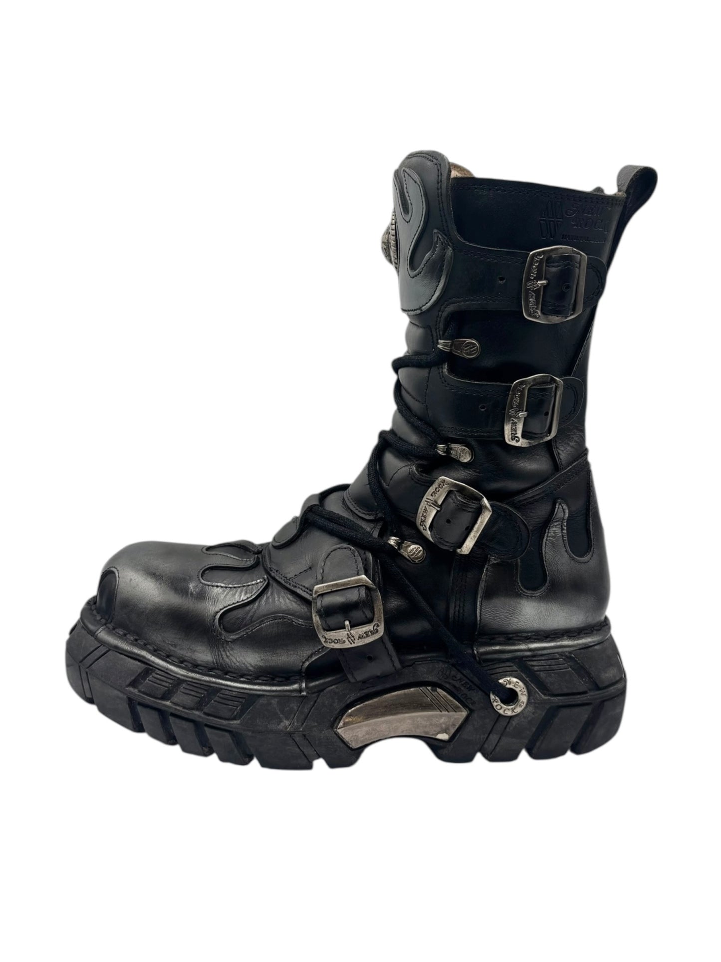 Vintage New Rock grey flame trailer platform boots size 42