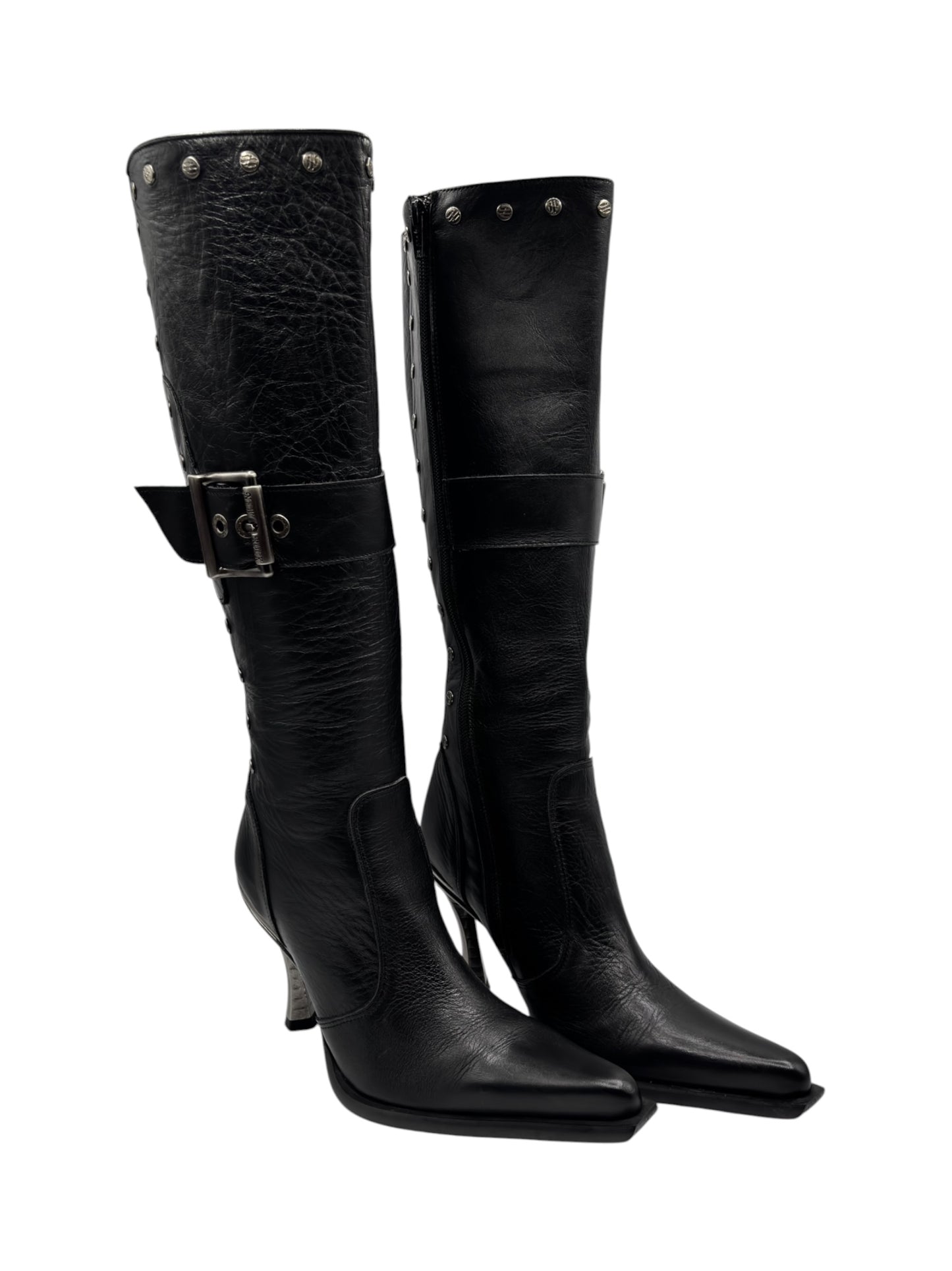 Vintage New Rock knee high leather heels