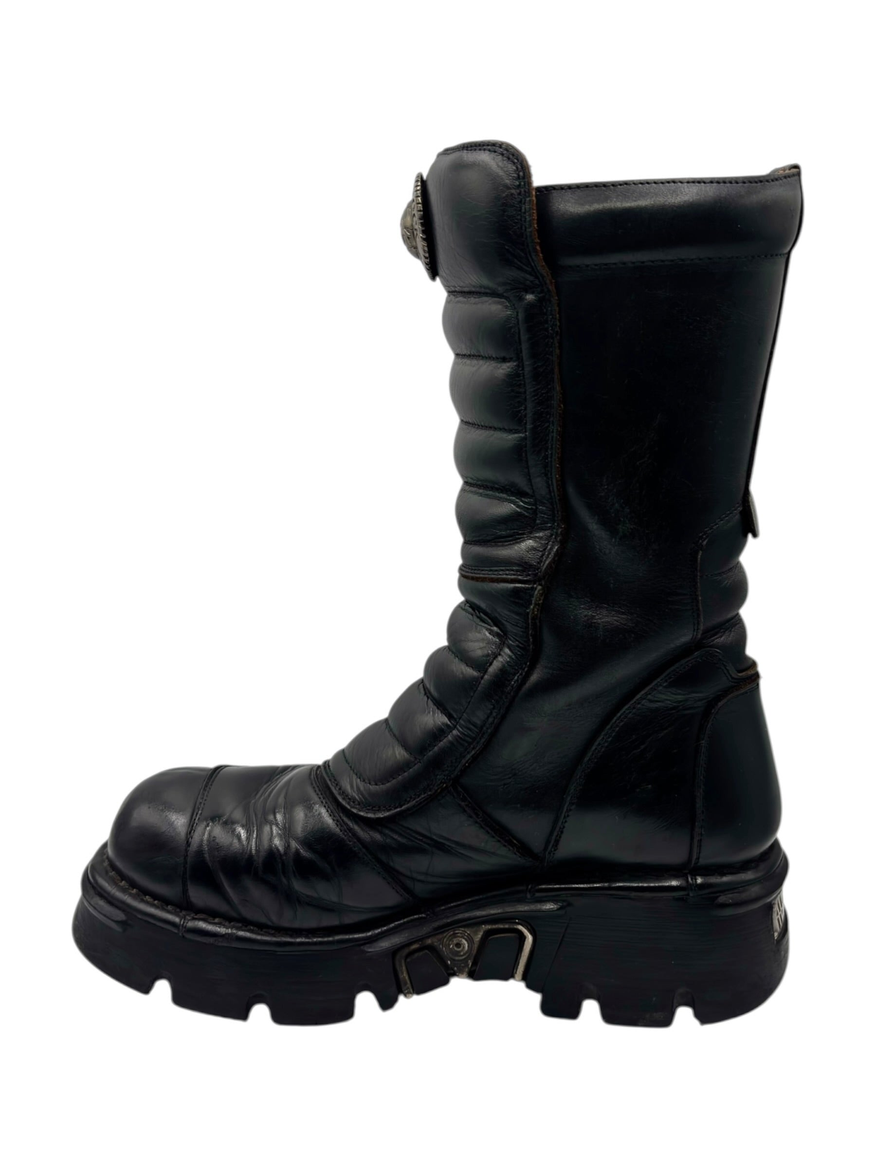 Vintage New Rock mid-calf black leather boots size 42