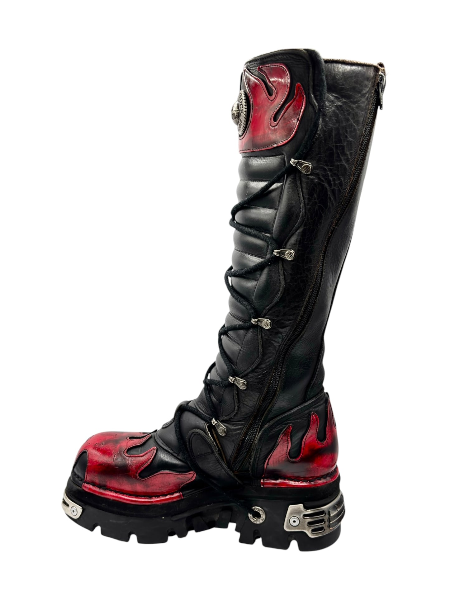 Vintage New Rock knee high ruby reactor leather boots