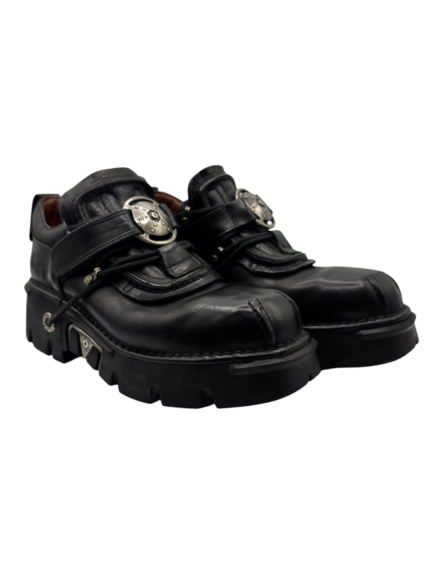 Vintage New Rock atom black leather platform boots
