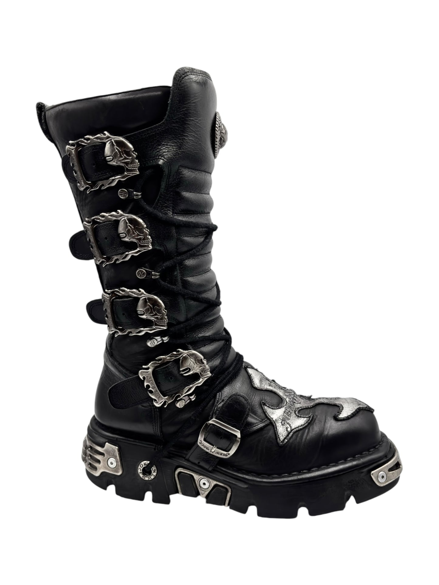 Vintage New Rock knee high cross reactor leather boots