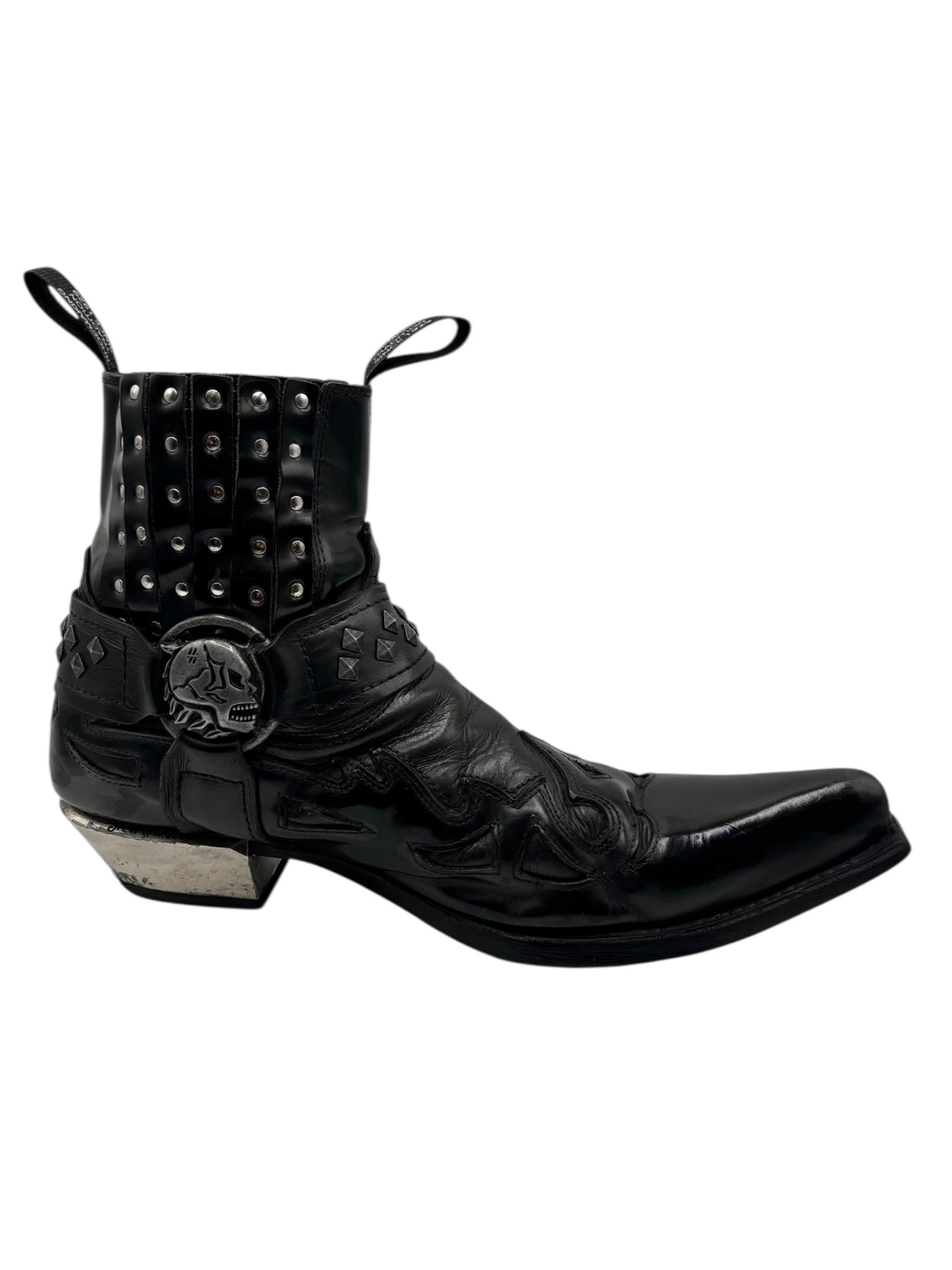 Vintage New Rock black leather cowboy boots size 45