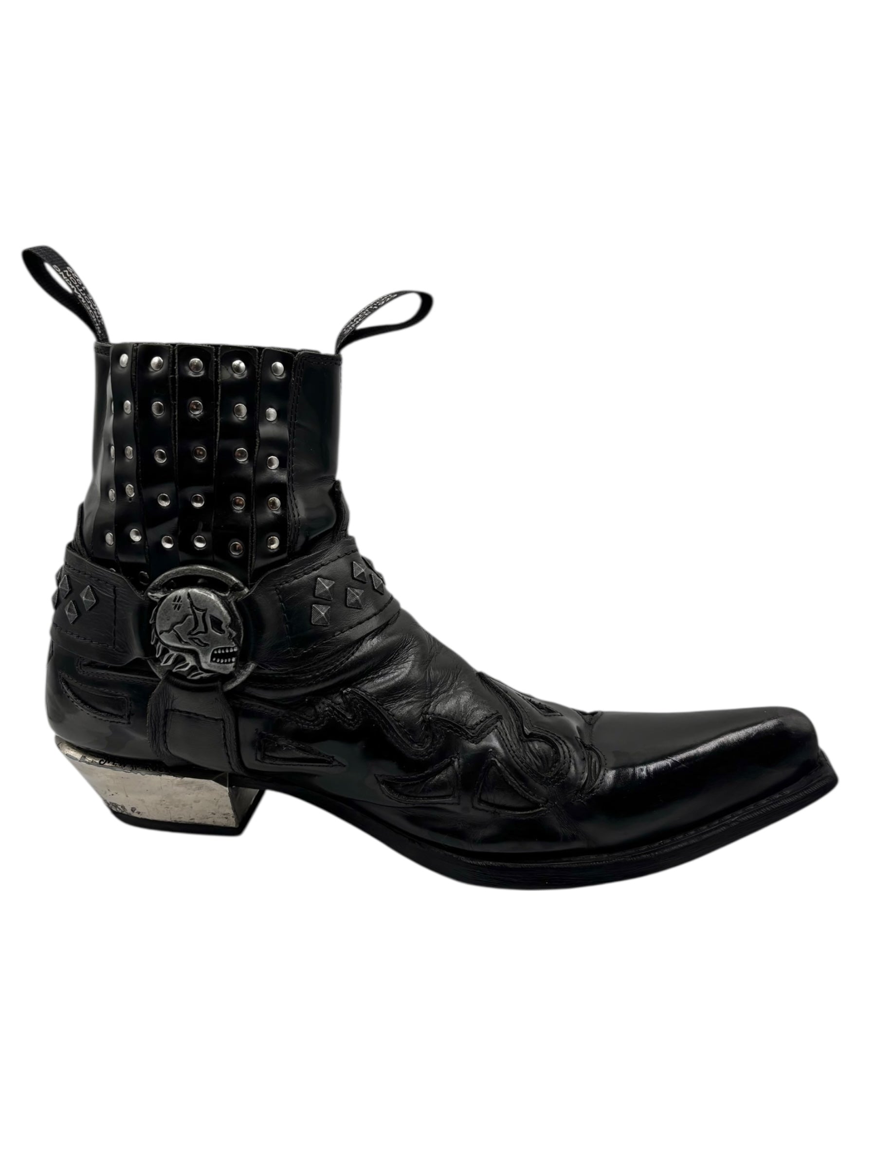 Vintage New Rock black leather cowboy boots size 45