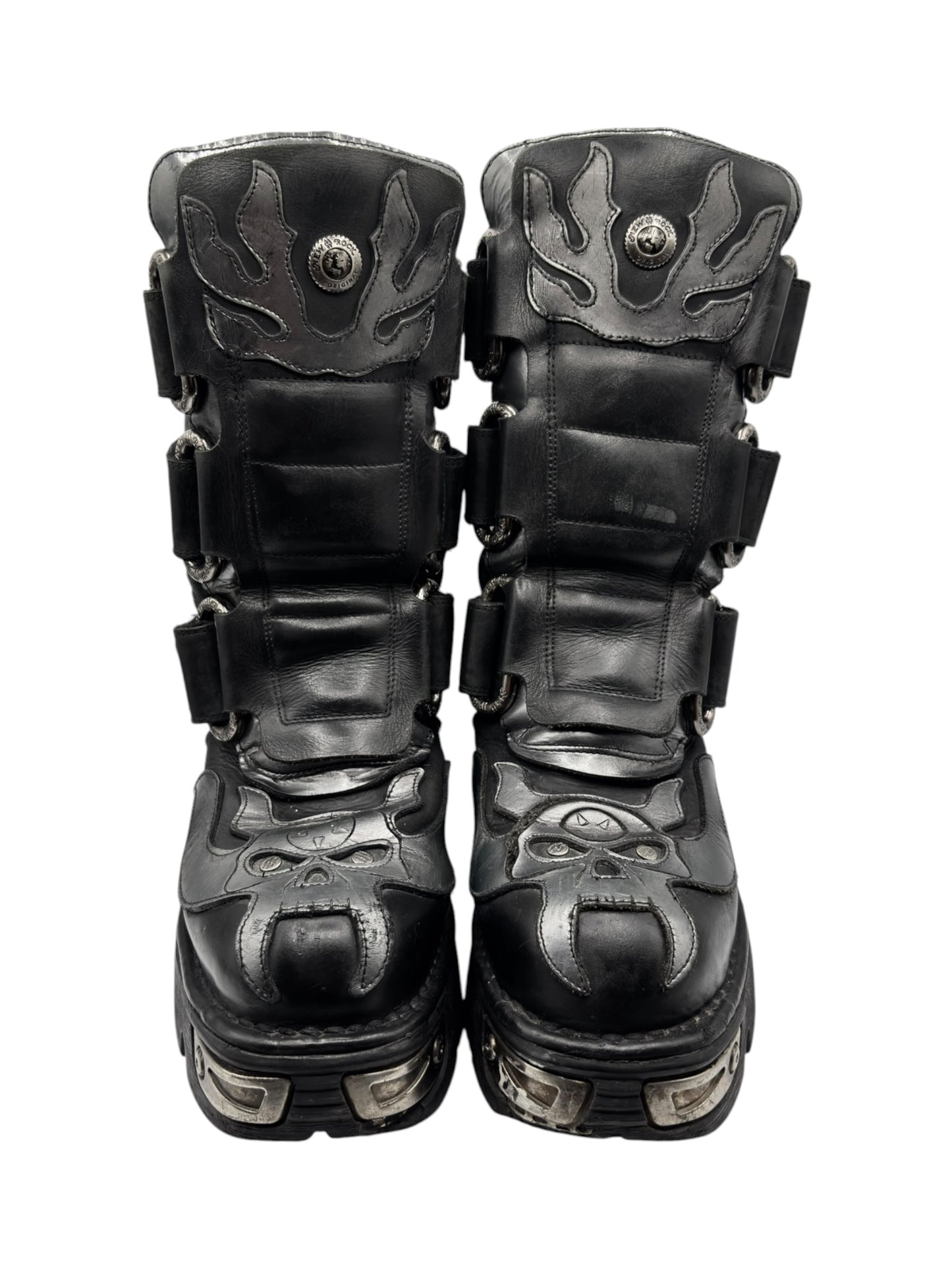 Vintage New Rock mid-calf grey demon reactor leather boots