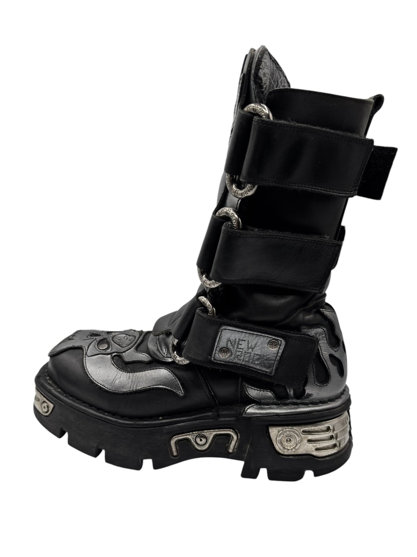 Vintage New Rock mid-calf grey demon reactor leather boots