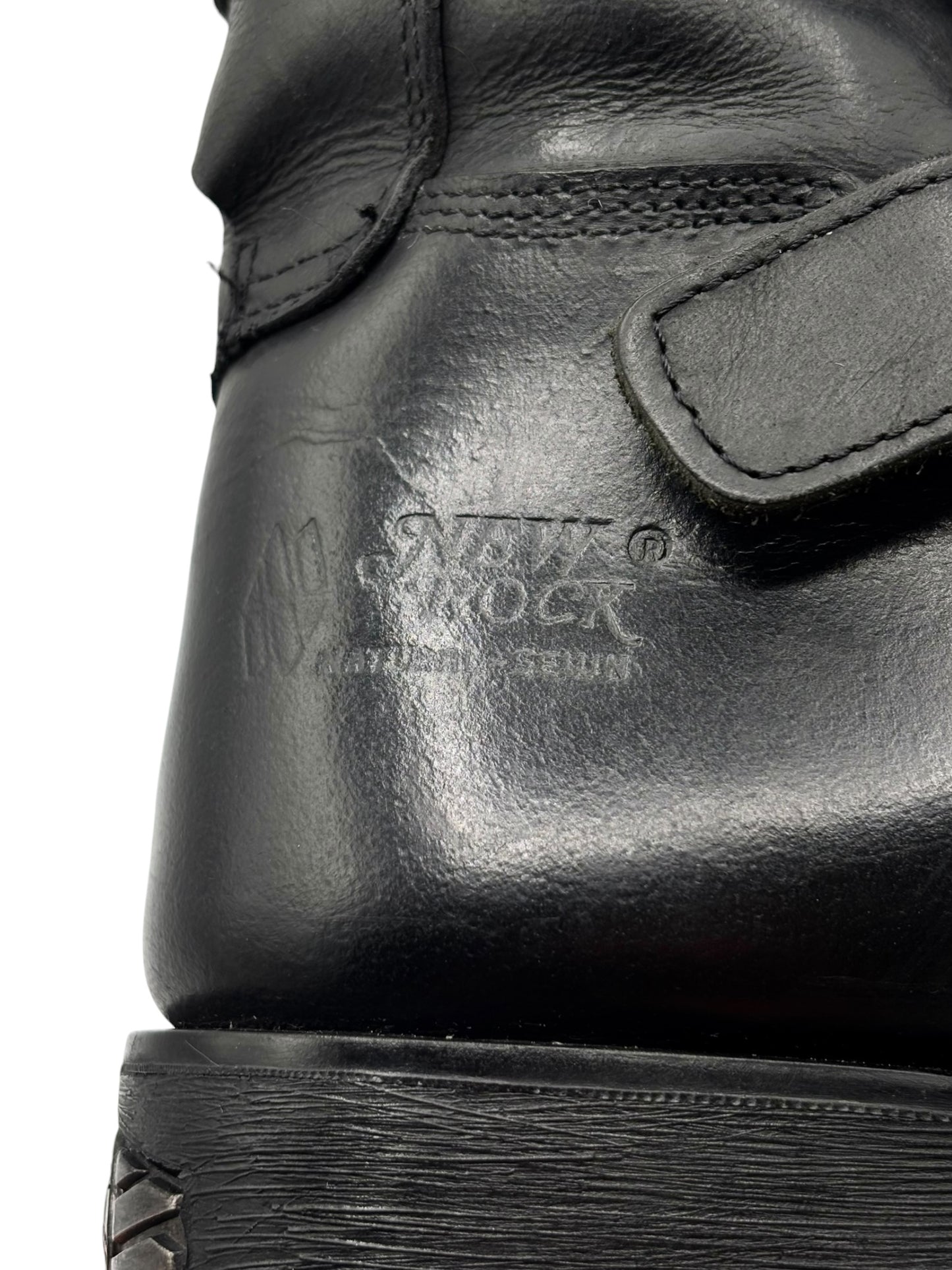 Vintage New Rock mid-calf leather biker boots